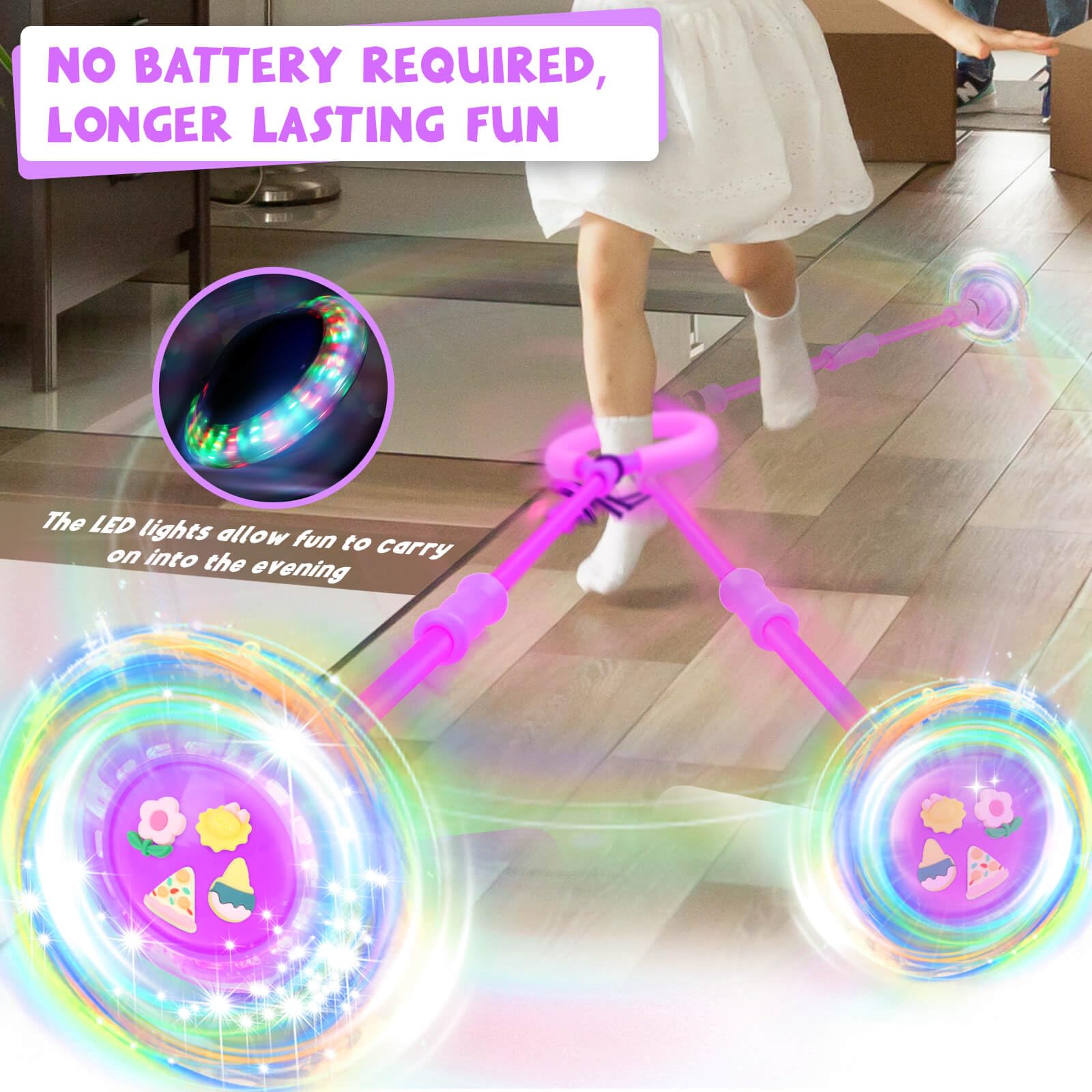 Getatoy ankle skip ball LED lights spin without batteries for lively play