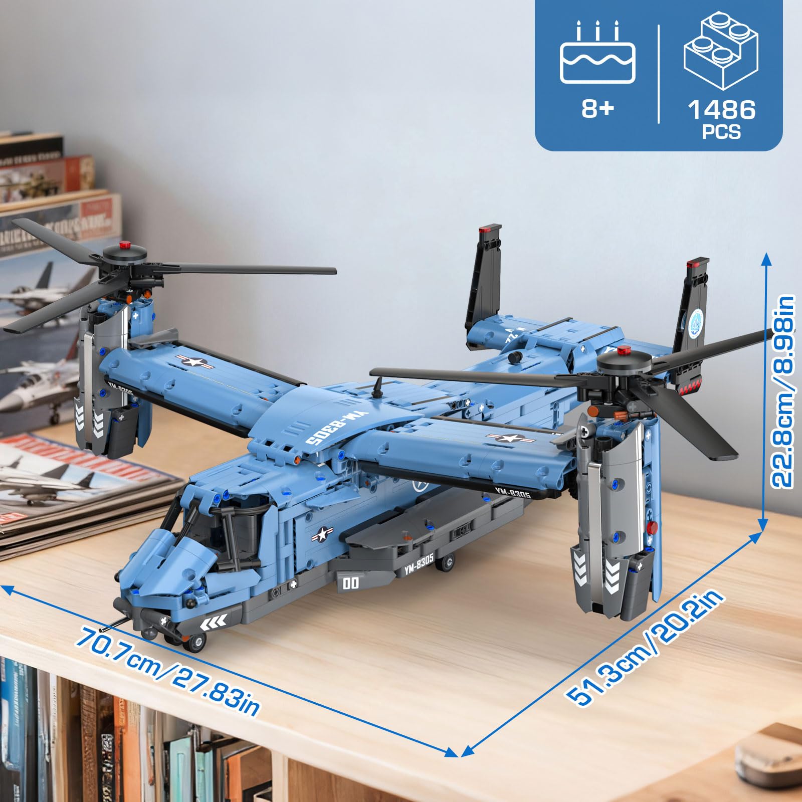 GEVINST V-22 Osprey display panel and stand for home or office showcasing