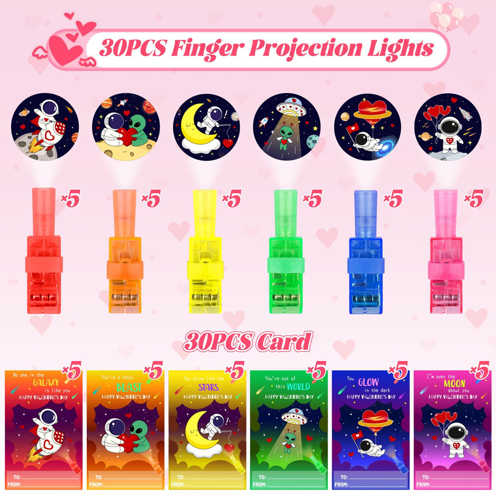GEWUJATOP Valentines Space Finger Light astronaut design adds sparkle to classroom activities and gift bags.