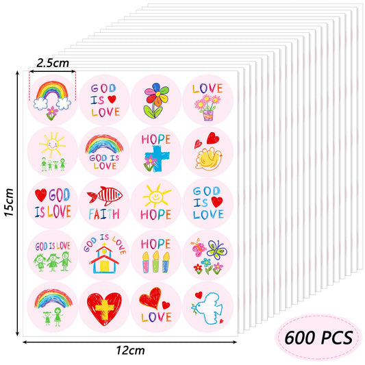 Geyee round prayer stickers for kids, great for Sunday crafts