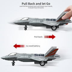 Geyiie fighter jet toy plane pull-back action enabling easy propulsion