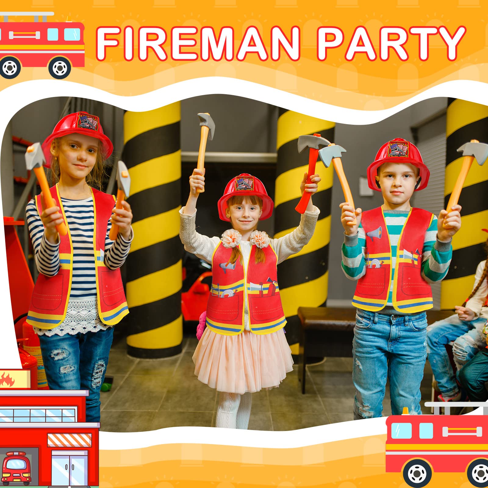 Geyoga fireman vest for kids, easy quick-on/off role-play.