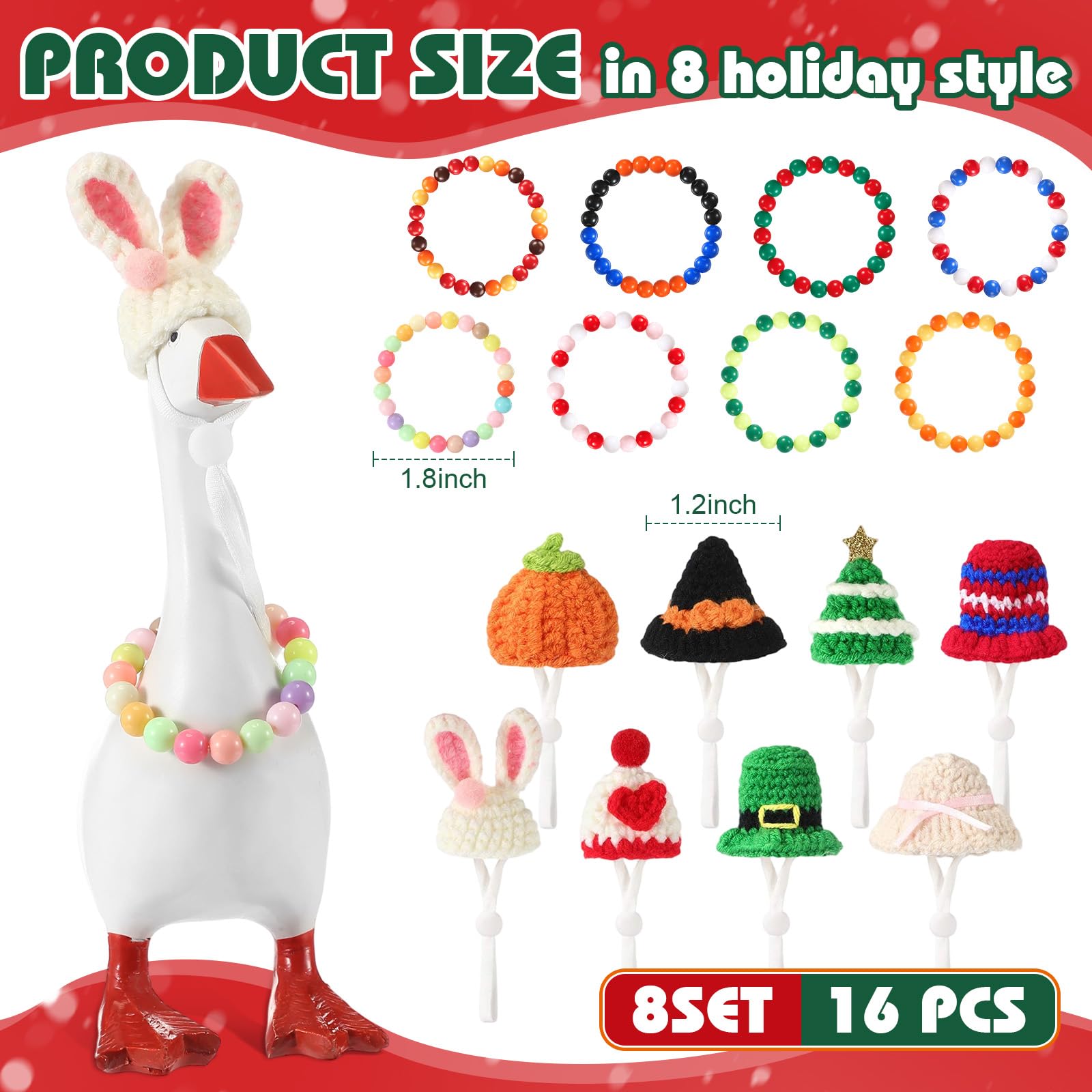 Geyoga mini desk goose necklace set adds festive sparkle to statues or key holders.