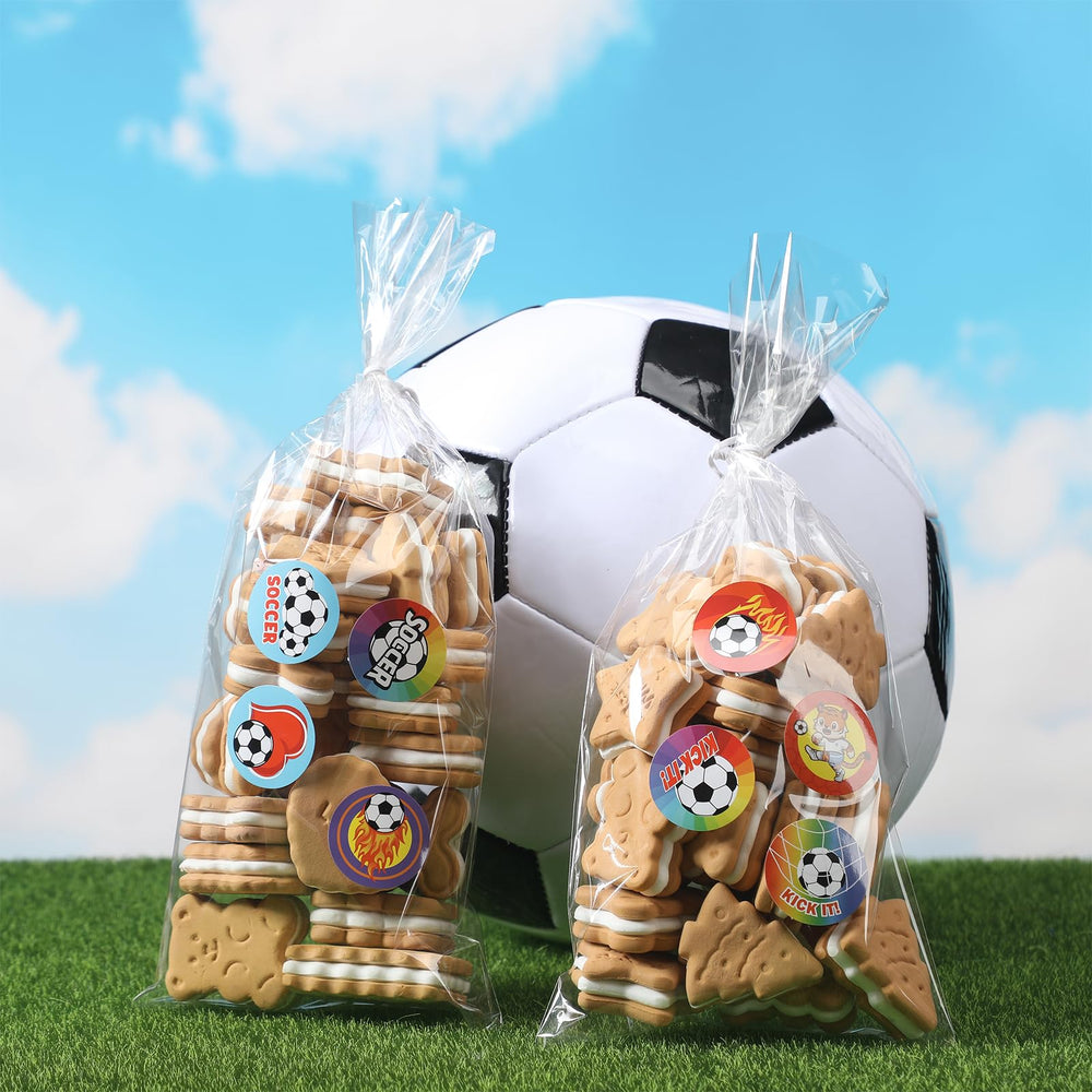 Geyoga soccer stickers on envelopes seal with sporty flair for cards and gifts.