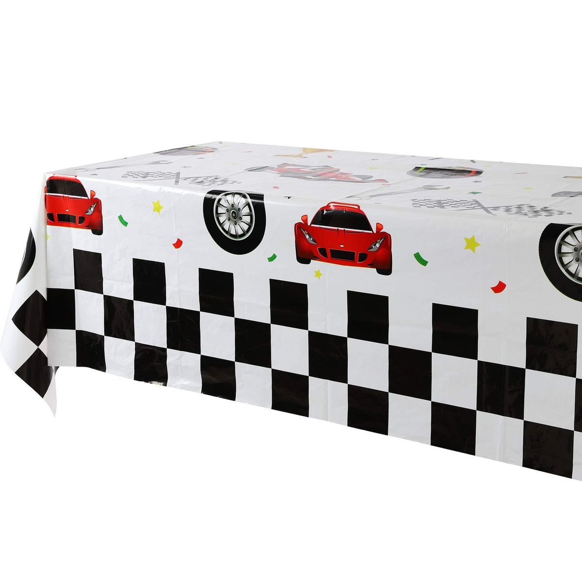 GGDE racing car table cover unfolded, spill-resistant party backdrop.