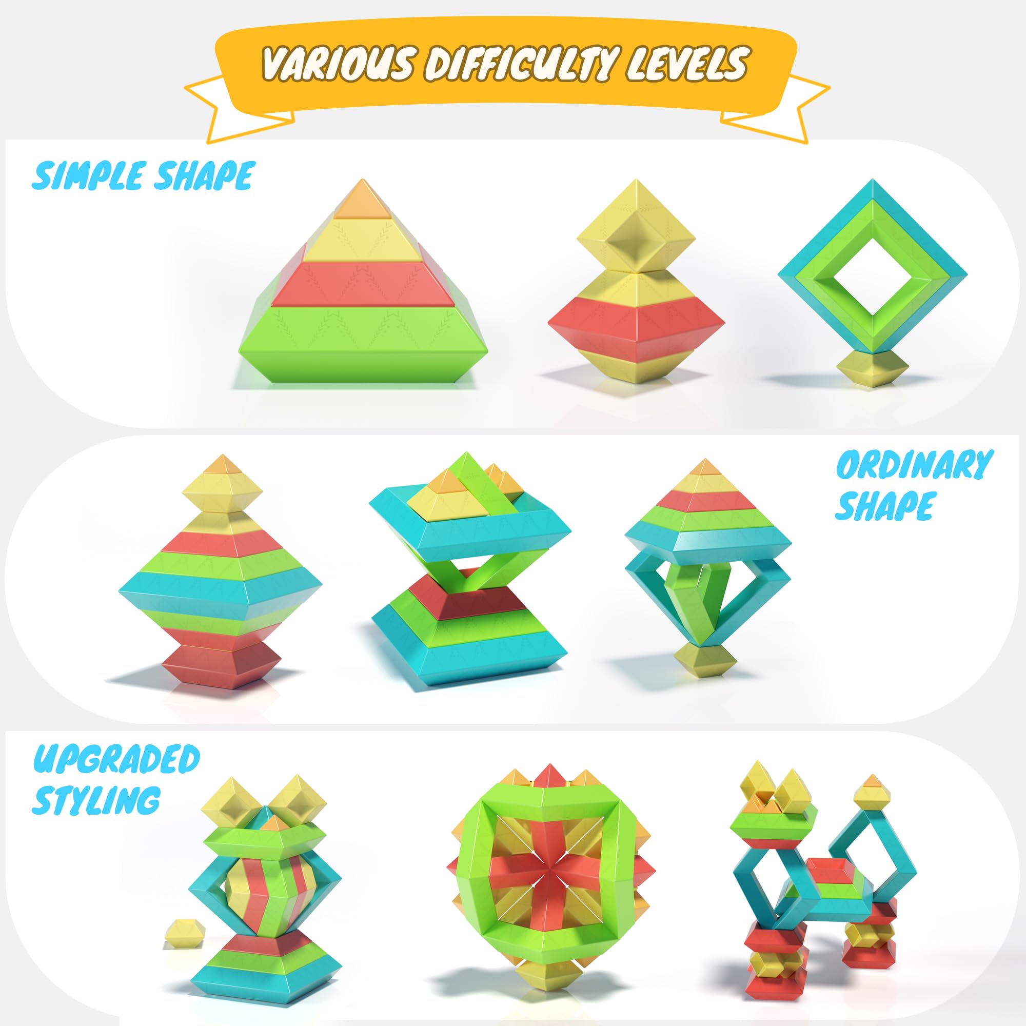 Ggiibro blocks in five colors and sizes encourage sorting and color recognition.