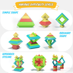 Ggiibro blocks in five colors and sizes encourage sorting and color recognition.