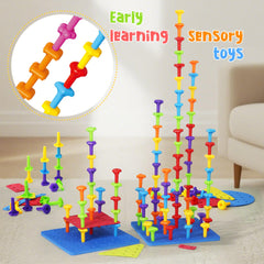 Ggiibro peg board toy set colorful assembly enhances 3D visuals