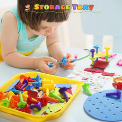 Ggiibro peg board toy set cotton rope for lacing and fine motor play