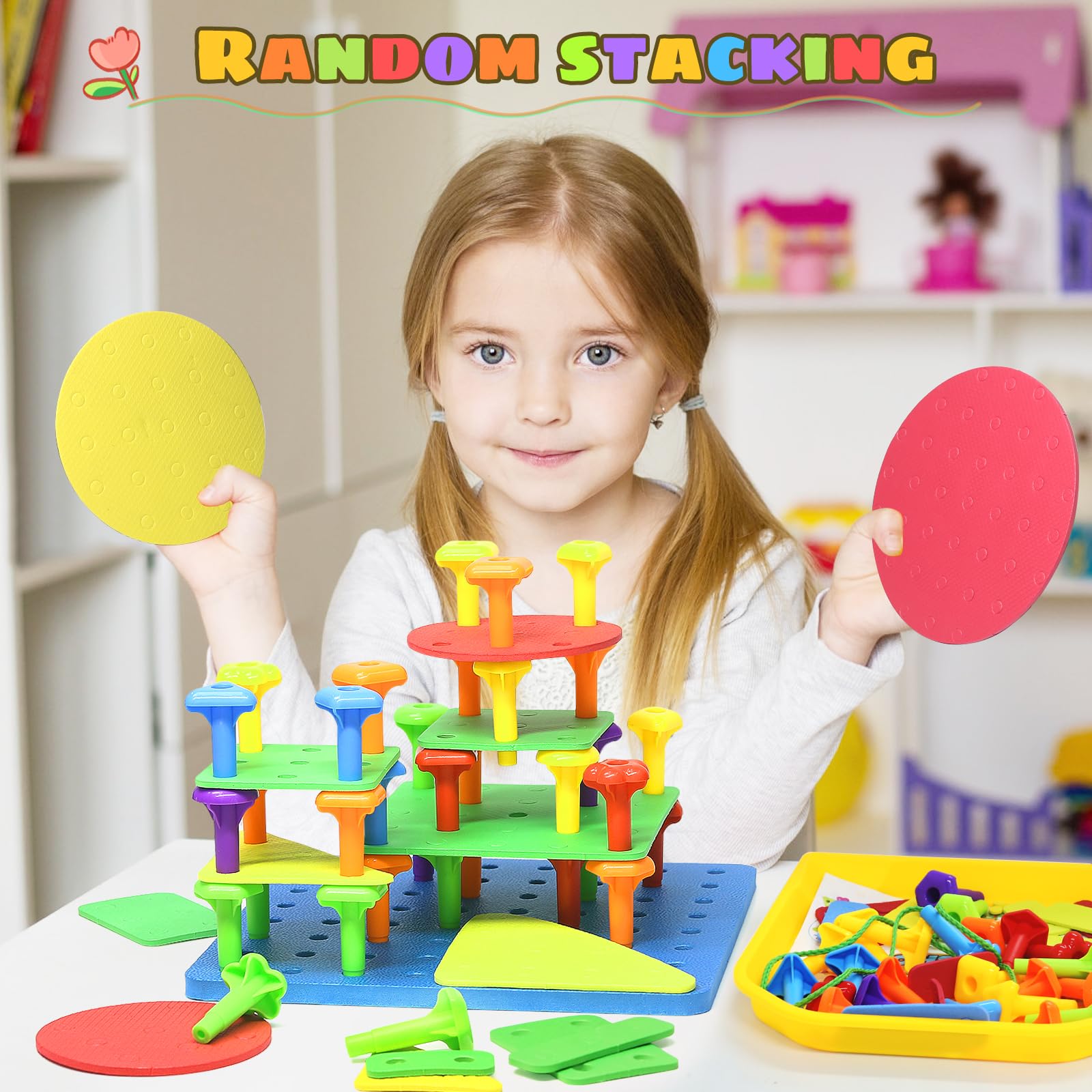 Ggiibro peg board toy set safety design with rounded edges for kids