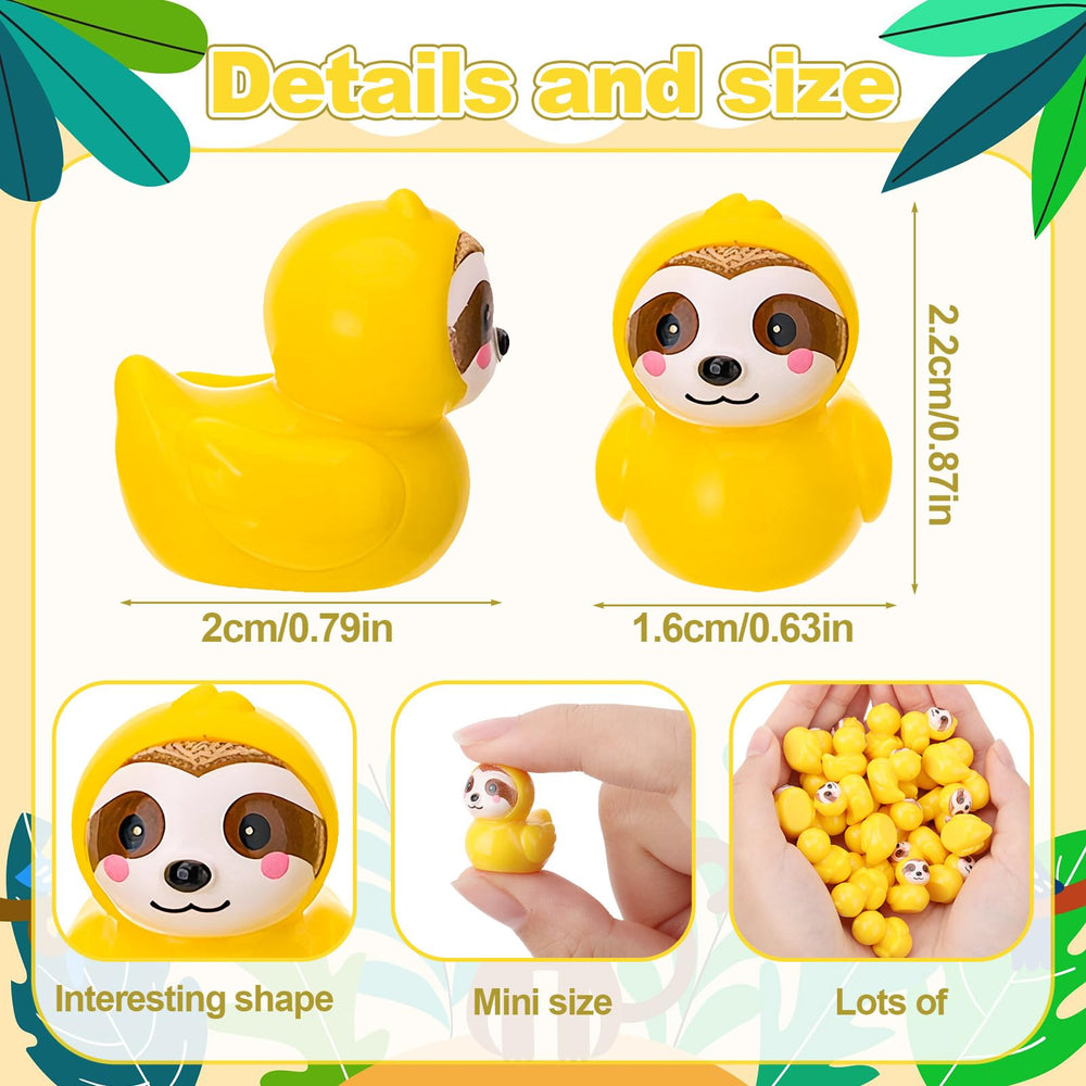 GGSTDDUP 60pcs mini resin sloth ducks collection for crafts and displays.