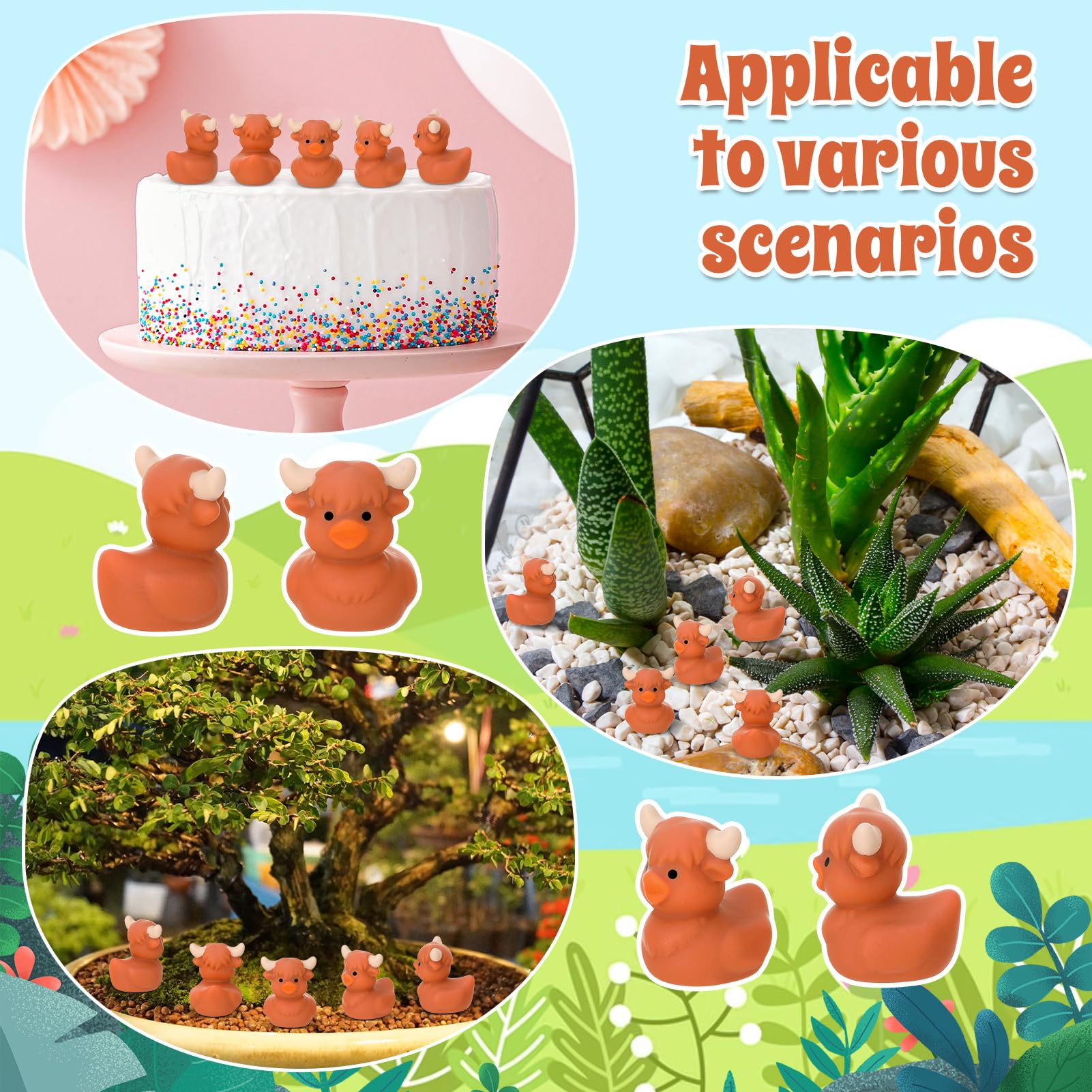 GGSTDDUP bright-color resin ducks with detailed features for tactile play and display.