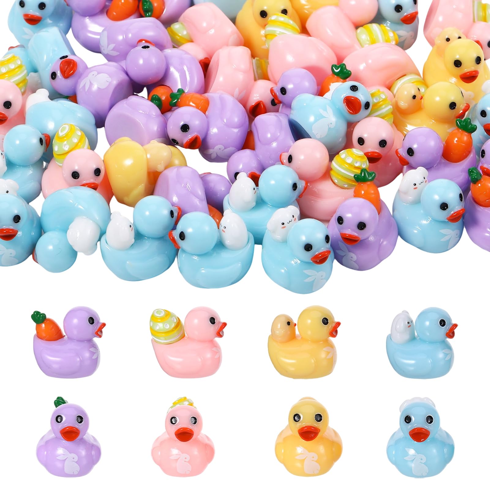 GGSTDDUP Easter resin duck with carrot on back, bright decor and party fun.