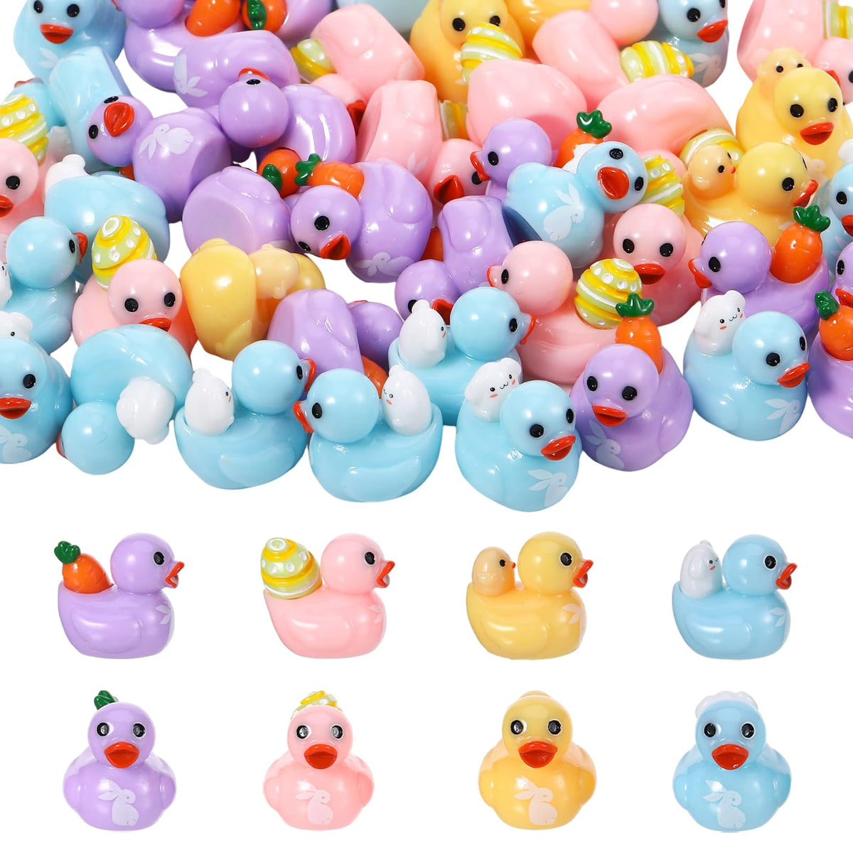 GGSTDDUP Easter resin duck with carrot on back, bright decor and party fun.