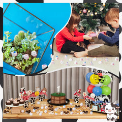 GGSTDDUP mini cow farmer figurine enhances garden scenes and terrariums.