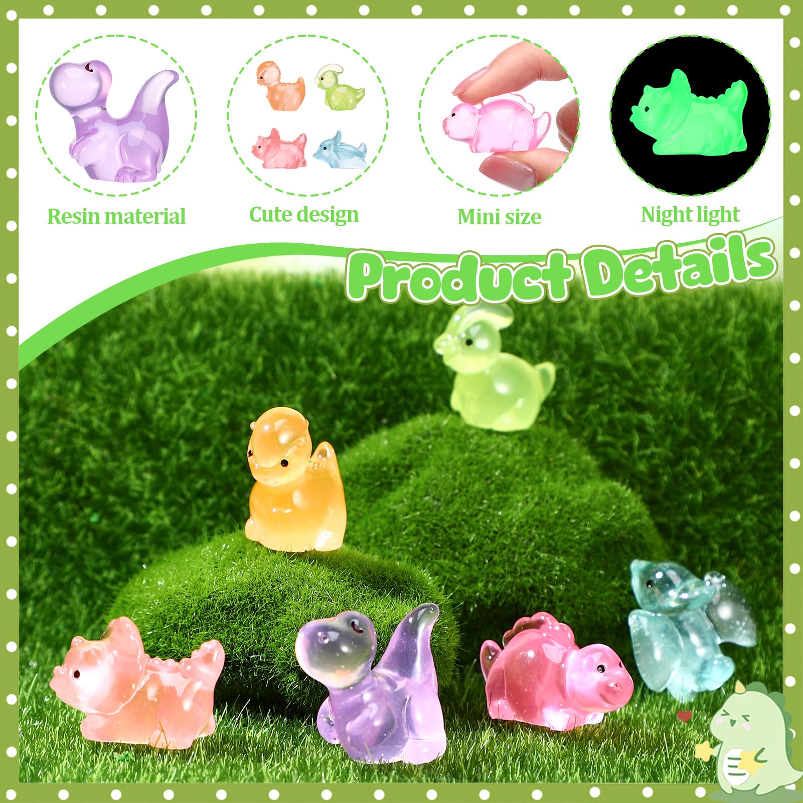 GGSTDDUP orange luminous mini dinosaurs add playful color to dioramas.