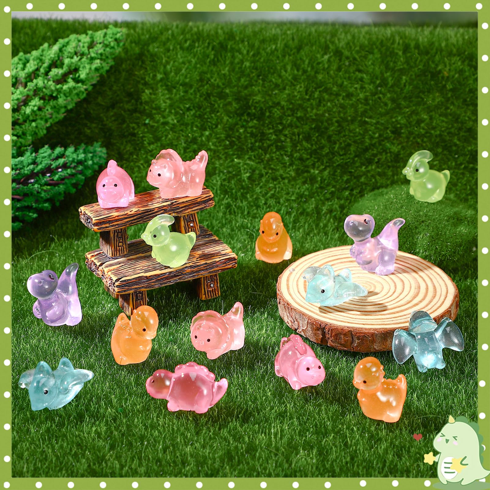 GGSTDDUP rose-pink luminous mini dinosaurs brighten craft projects.
