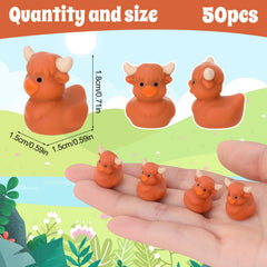 GGSTDDUP mini resin duck figures showcase charming Highland cow design for decor and gifts.