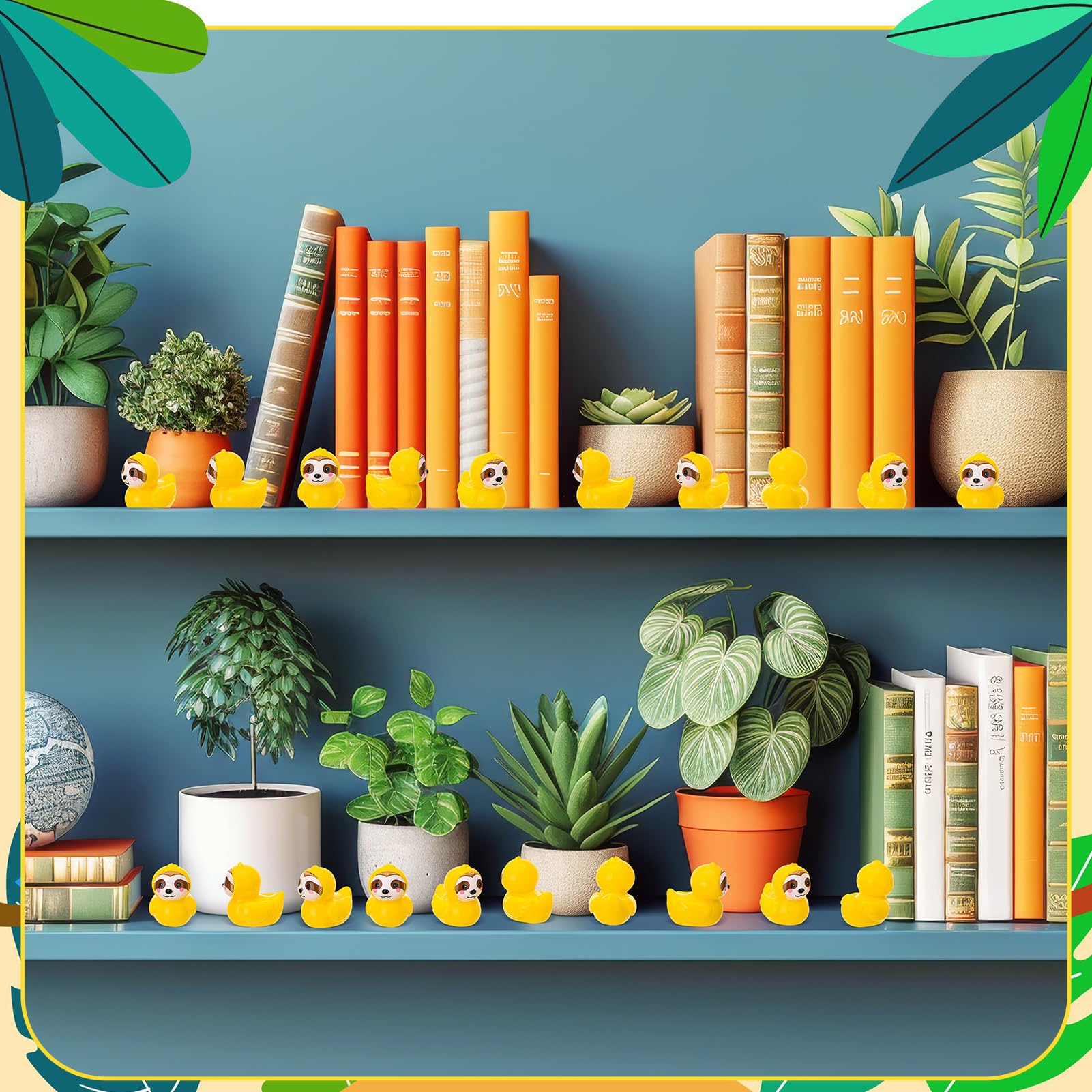 GGSTDDUP yellow sloth duck figurine for shelves and desks.