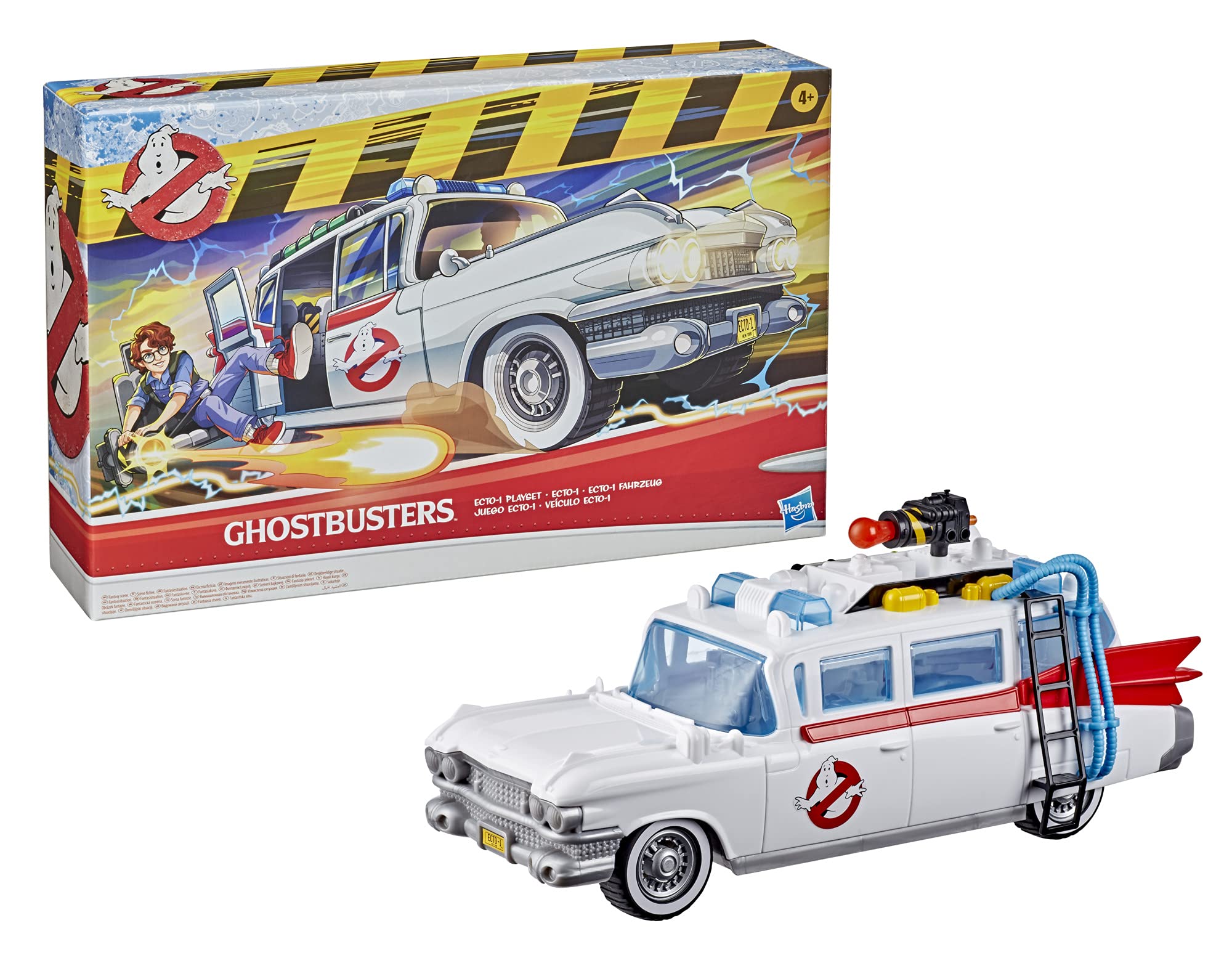 Ghostbusters Ecto-1 includes a swinging blaster seat for dramatic moments.