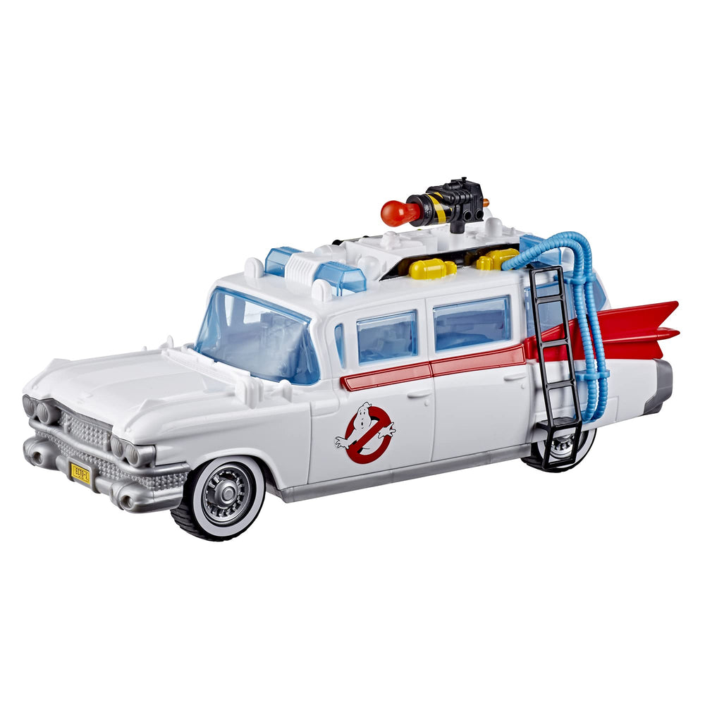 Ghostbusters Ecto-1 playset front view with moving wheels for dynamic action play.