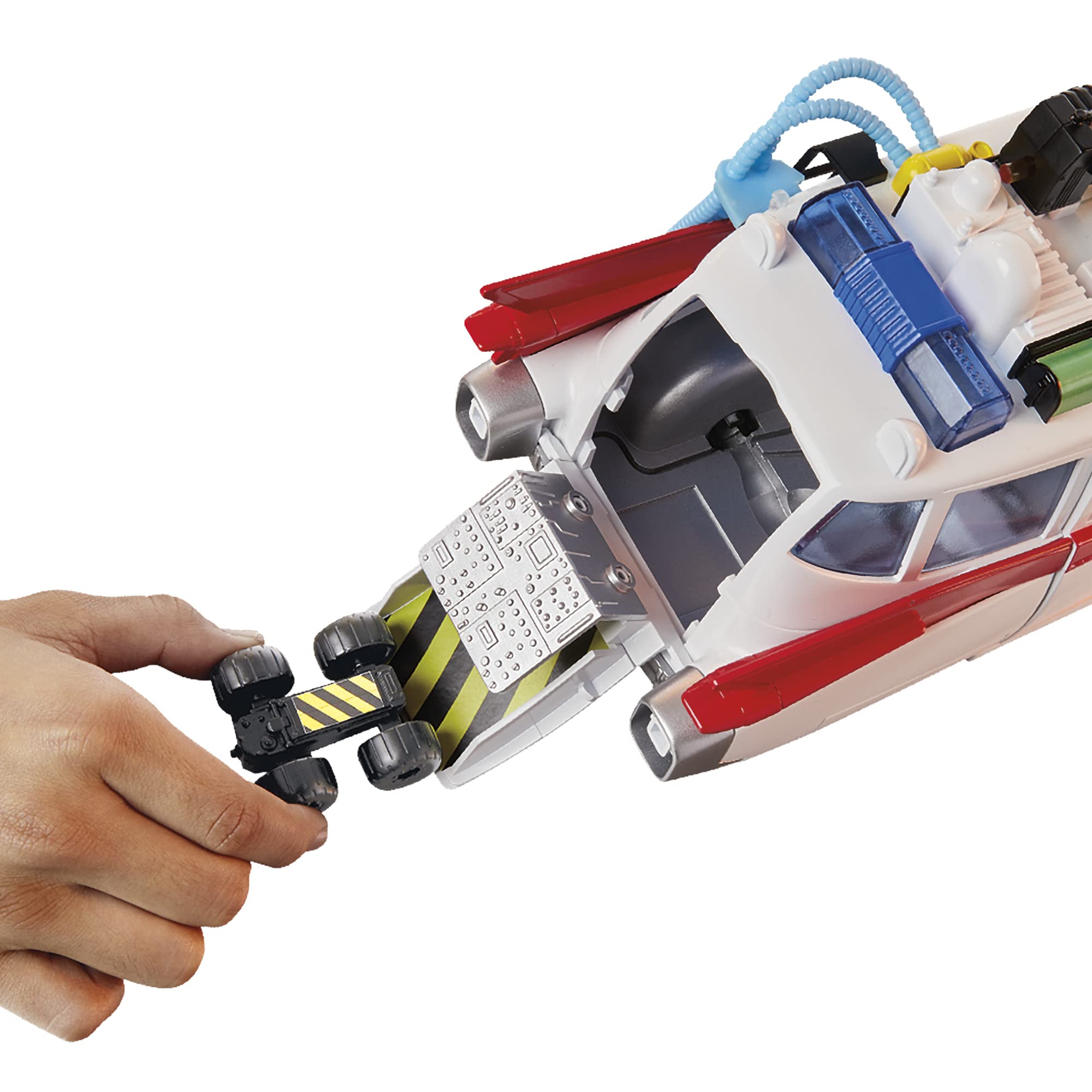Ghostbusters Ecto-1 playset wheels in motion for fast, engaging ghost busting scenes.