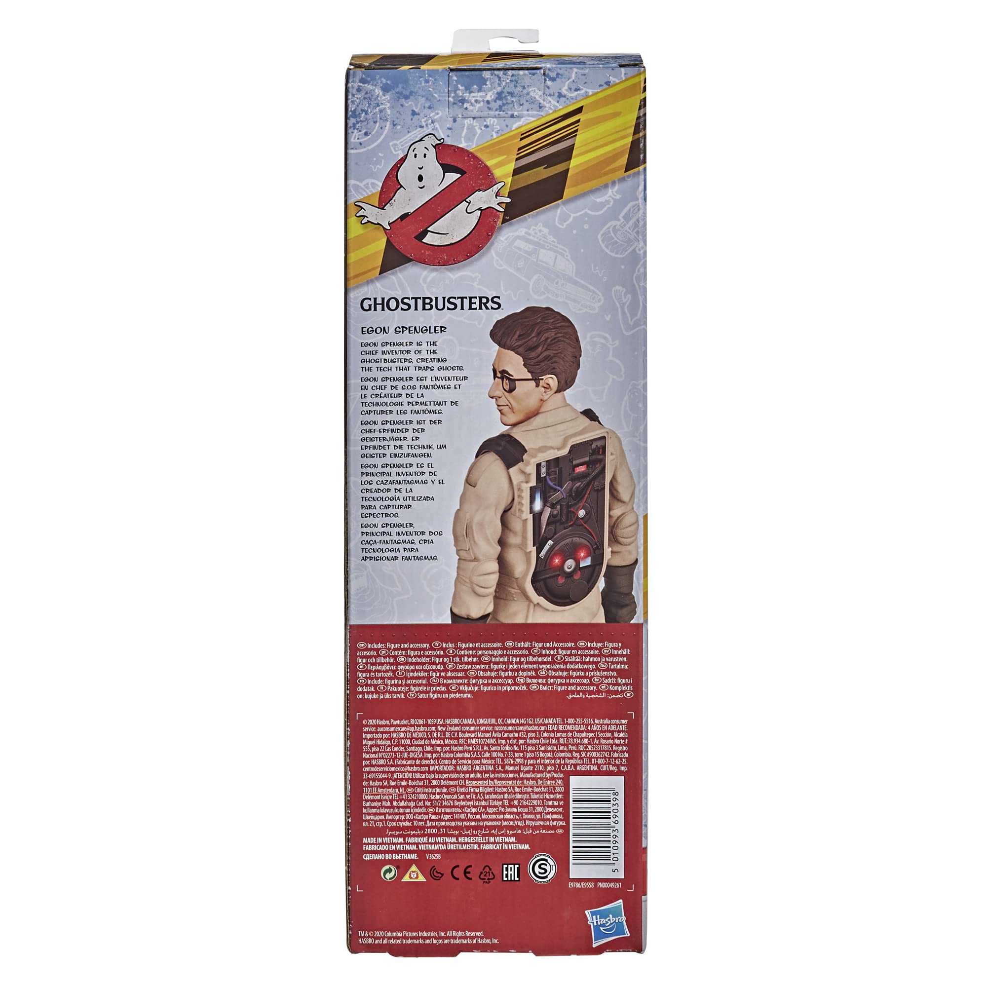 Ghostbusters Egon Spengler packaging and figure combo for collectors and kids.