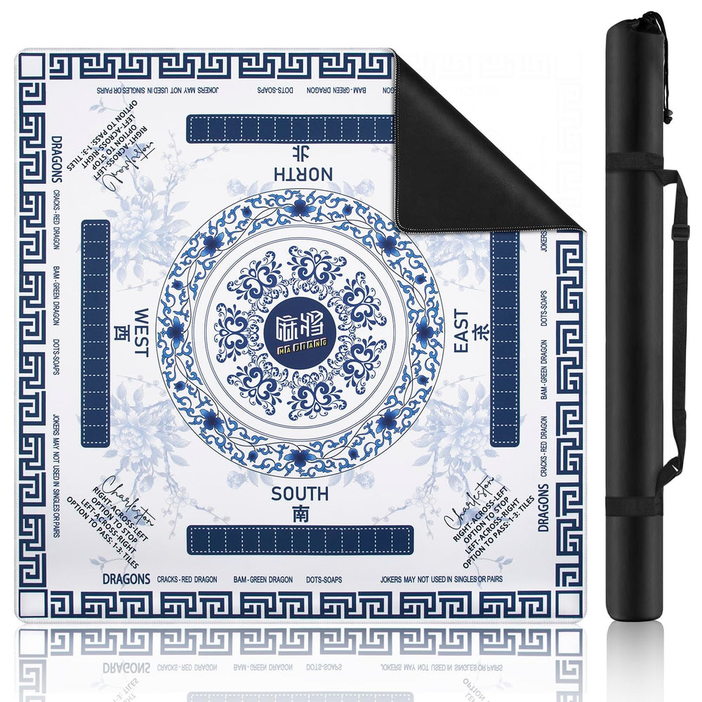 Ghouse Mahjong Mat blue surface, 32.3x32.3 inches, waterproof and easy to wipe.