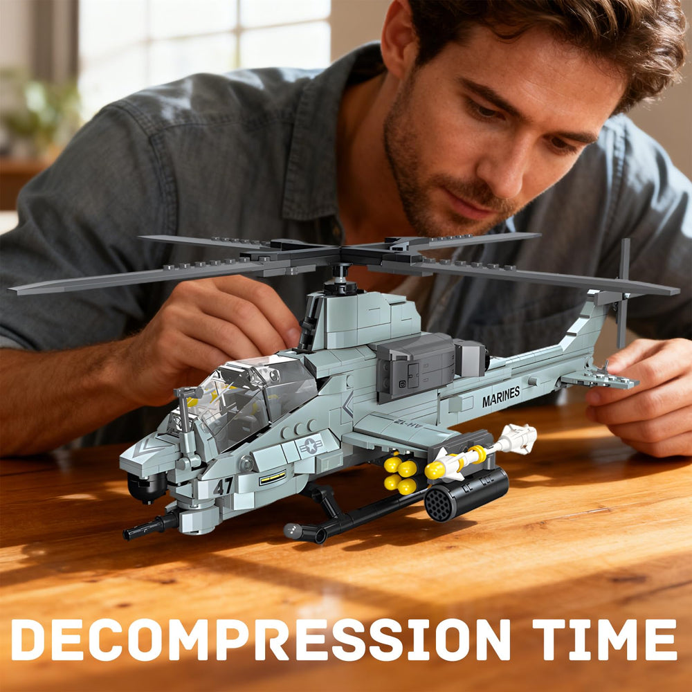 GHQYTPR AH-1Z Viper bricks highlight premium plastic quality and durability.
