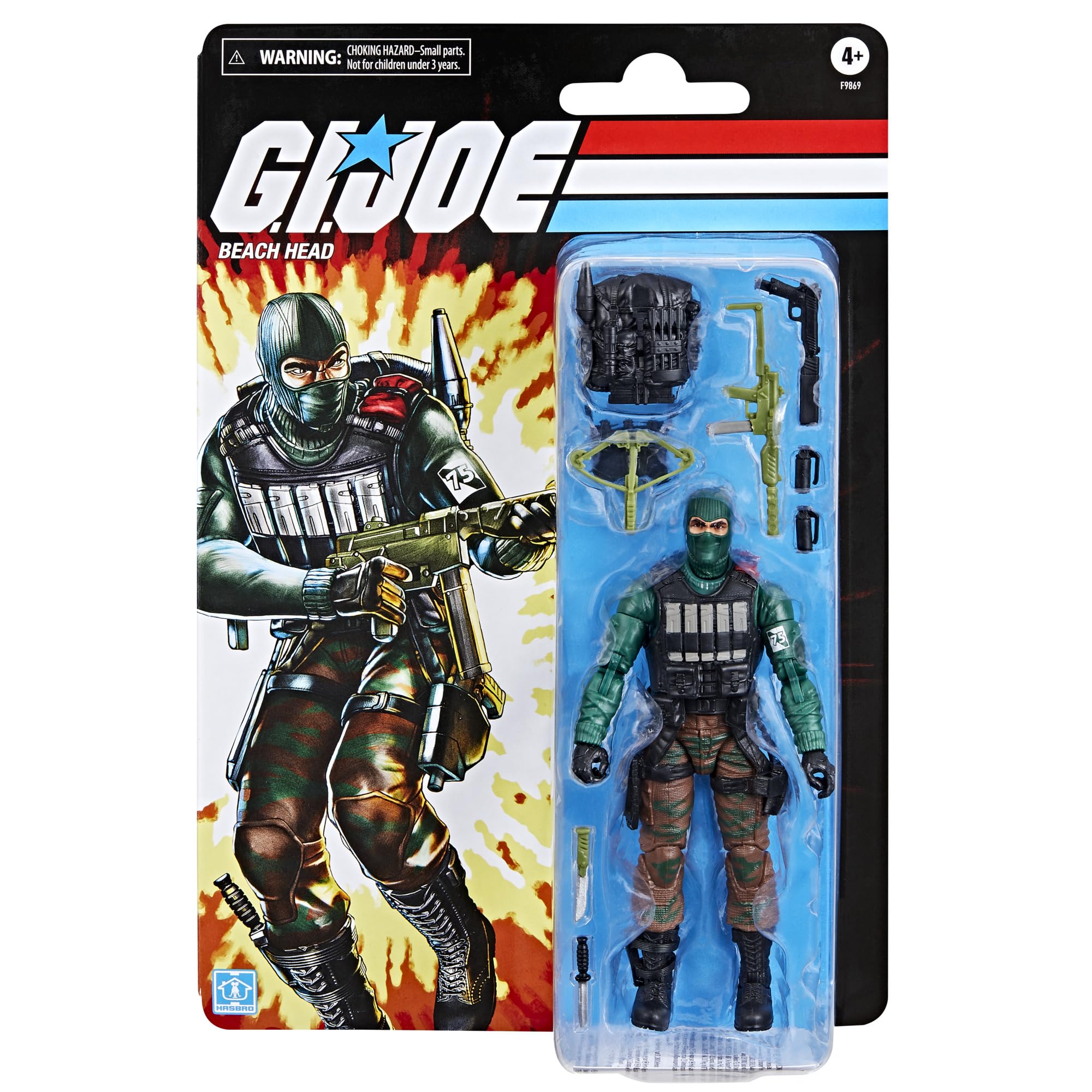 G.I. Joe Beach Head backpack accessory enhances authentic styling and play scenarios.