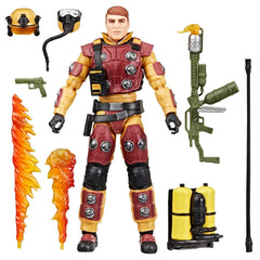G.I. Joe Blowtorch wearing helmet and breathing mask for authentic battle-ready look