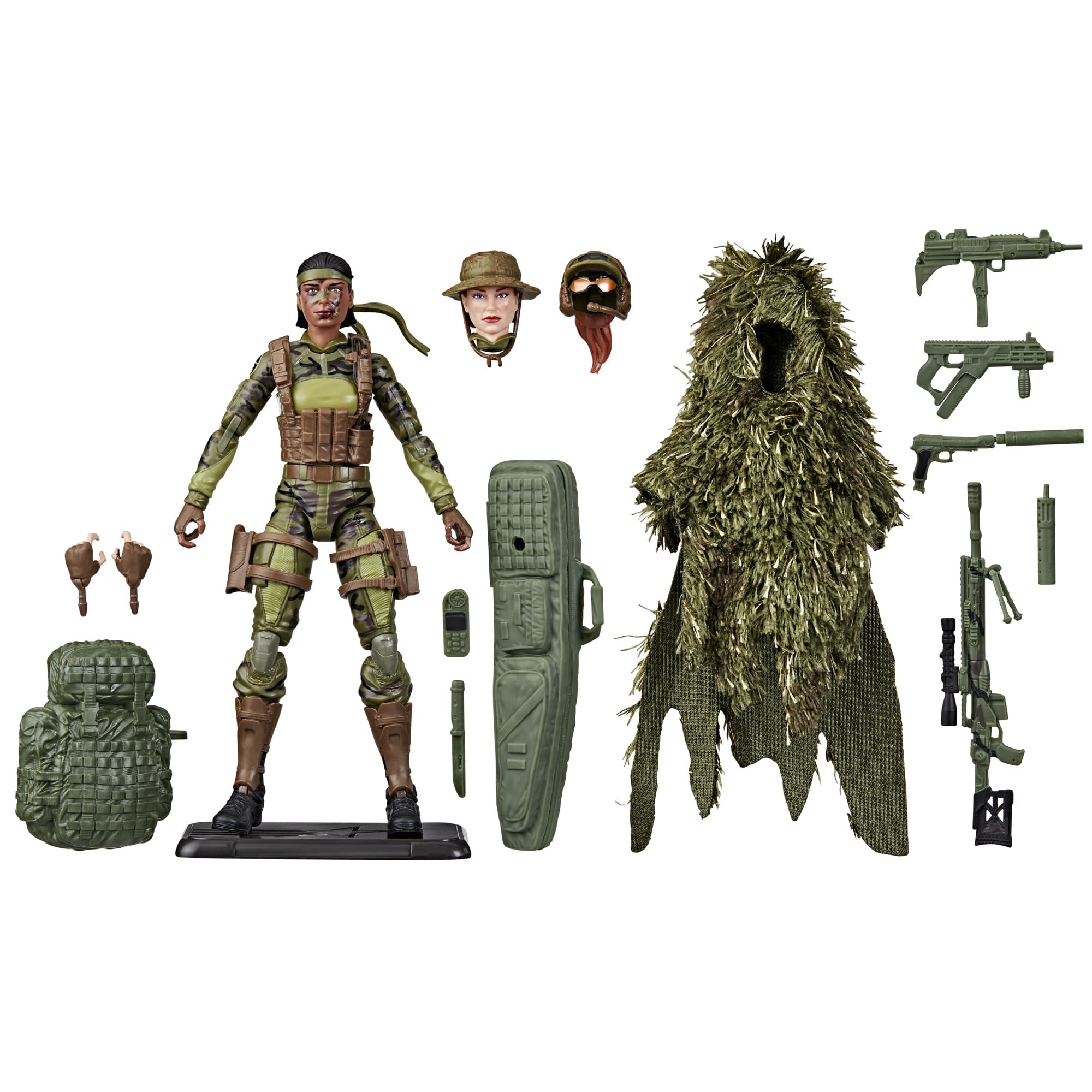 G.I. Joe 60th Anniversary Sniper with ghillie suit enables lifelike field poses.