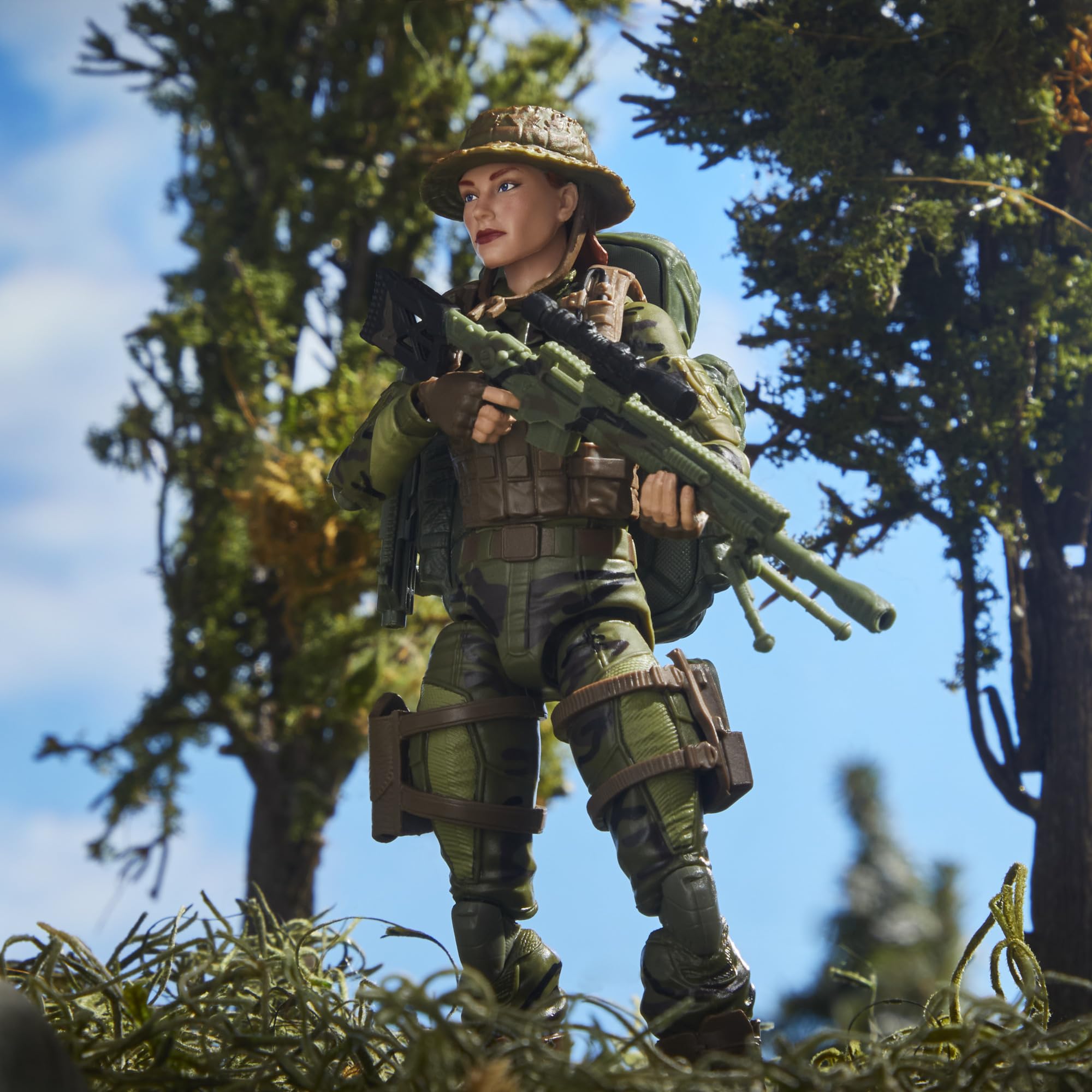 G.I. Joe 60th Anniversary sniper figure stand for dynamic displays.
