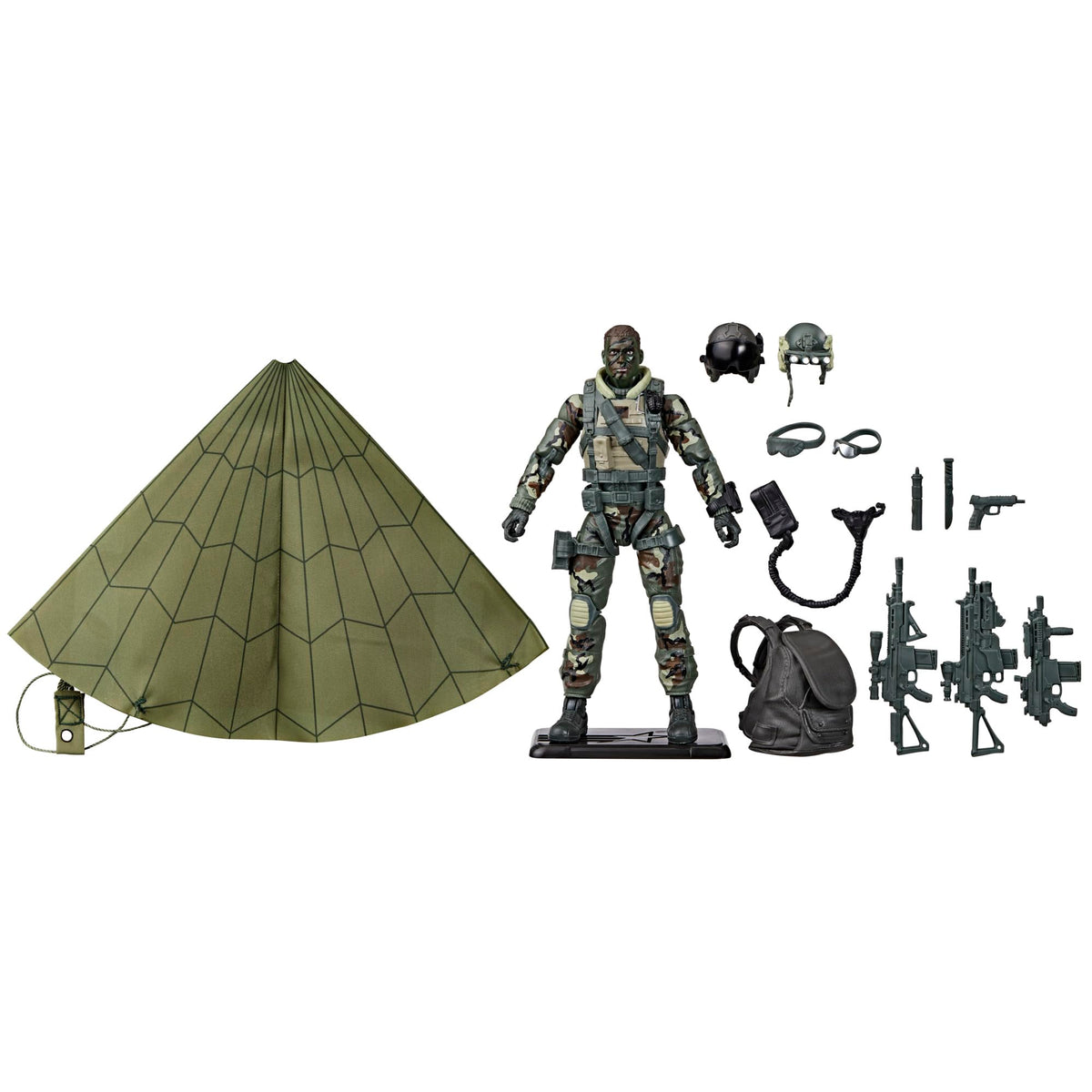 GI Joe 60th Halo Jumper parachute displays dramatic action poses.