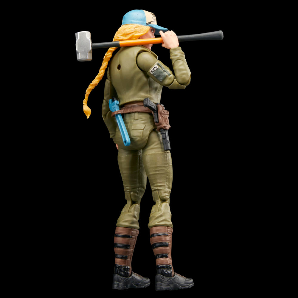G.I. Joe Cover Girl Krieger figure stand aids stable posing.