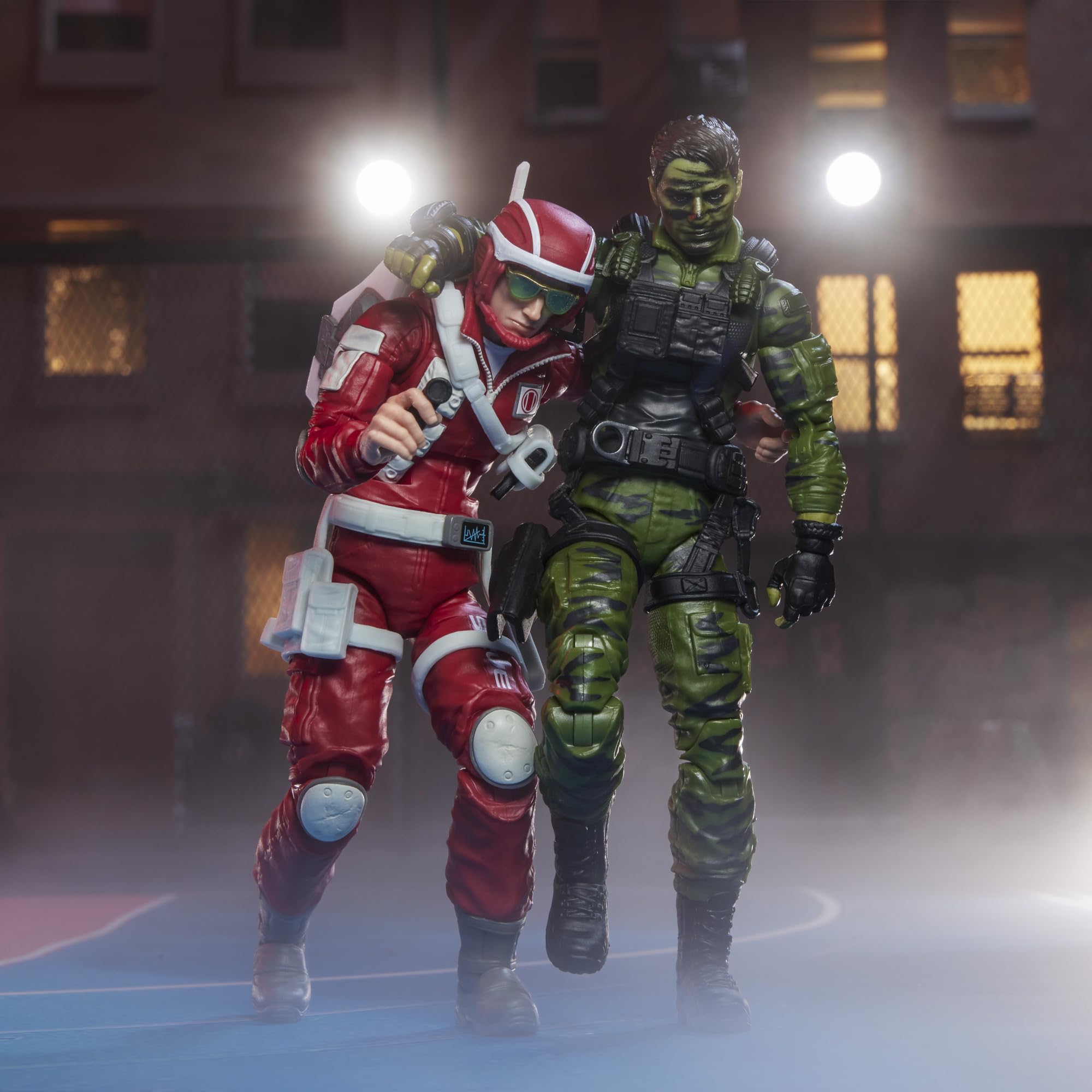 G.I. Joe Lifeline flashlight and blood bag enhance action scenes.