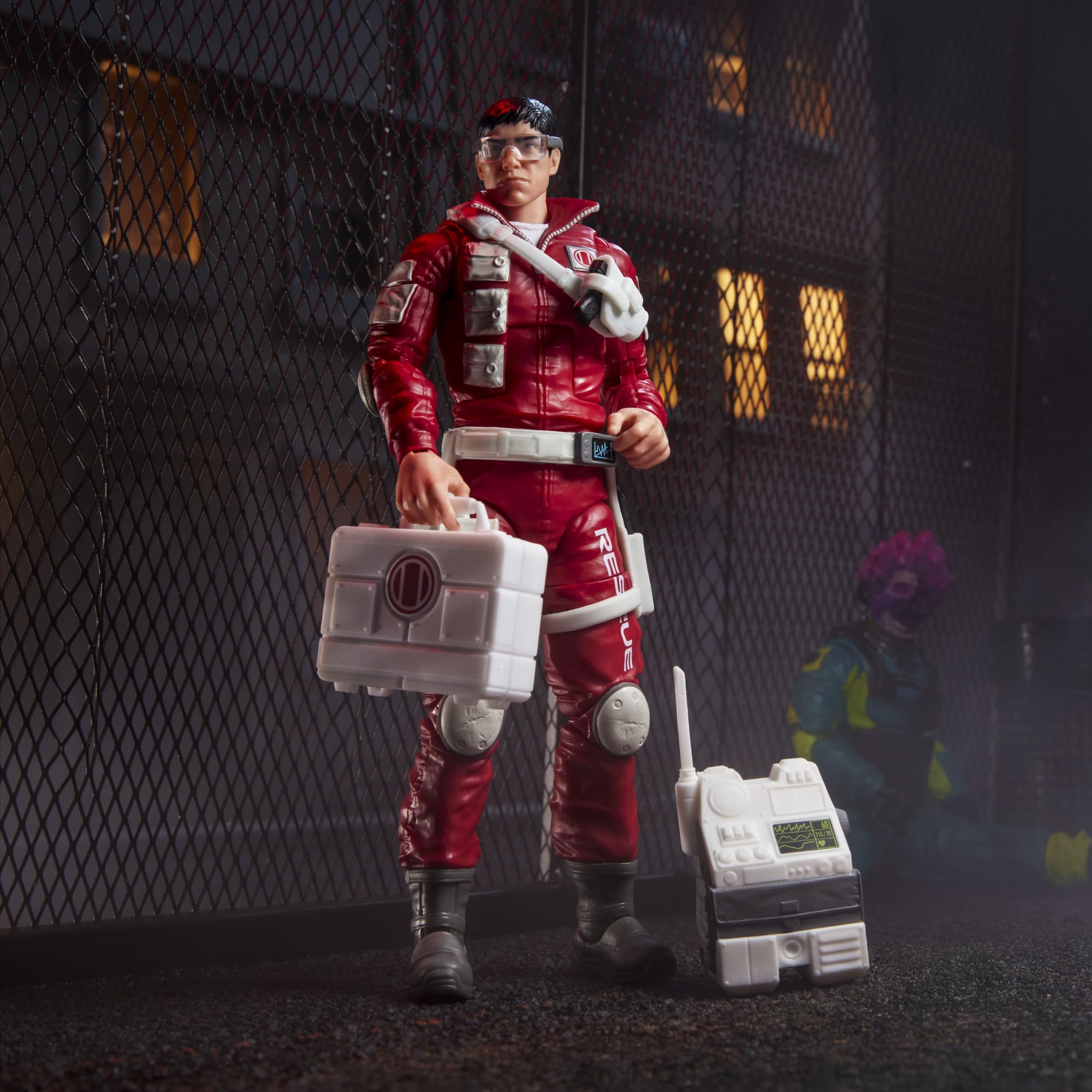 G.I. Joe Lifeline weapon accessory complements dynamic poses.