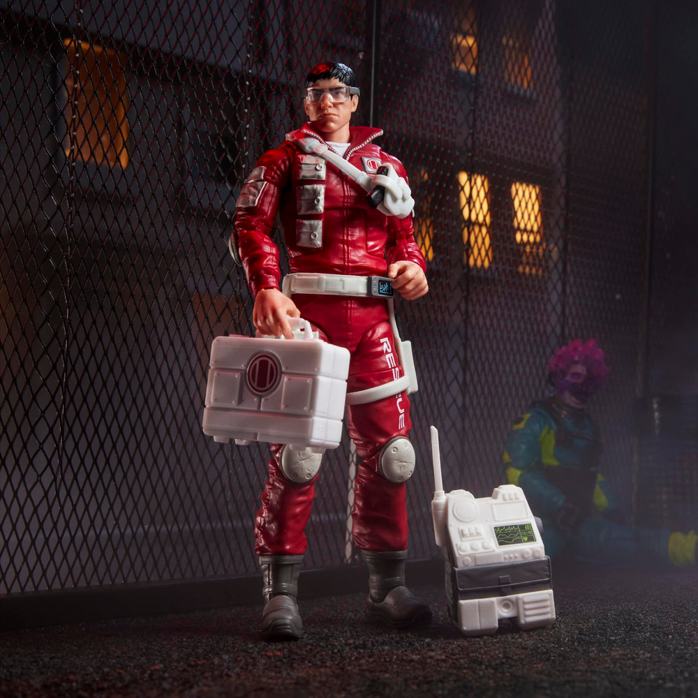 G.I. Joe Lifeline weapon accessory complements dynamic poses.