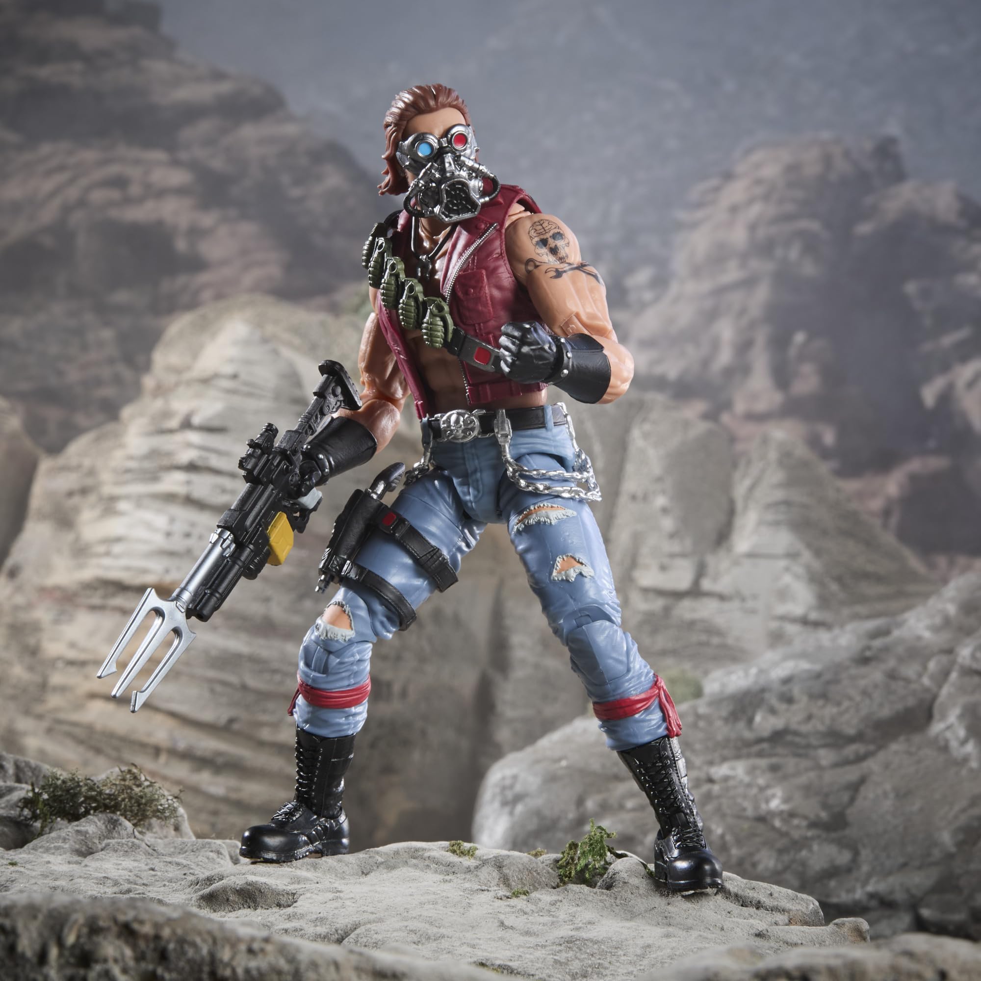 G.I. Joe Monkeywrench axes included for customizable display.