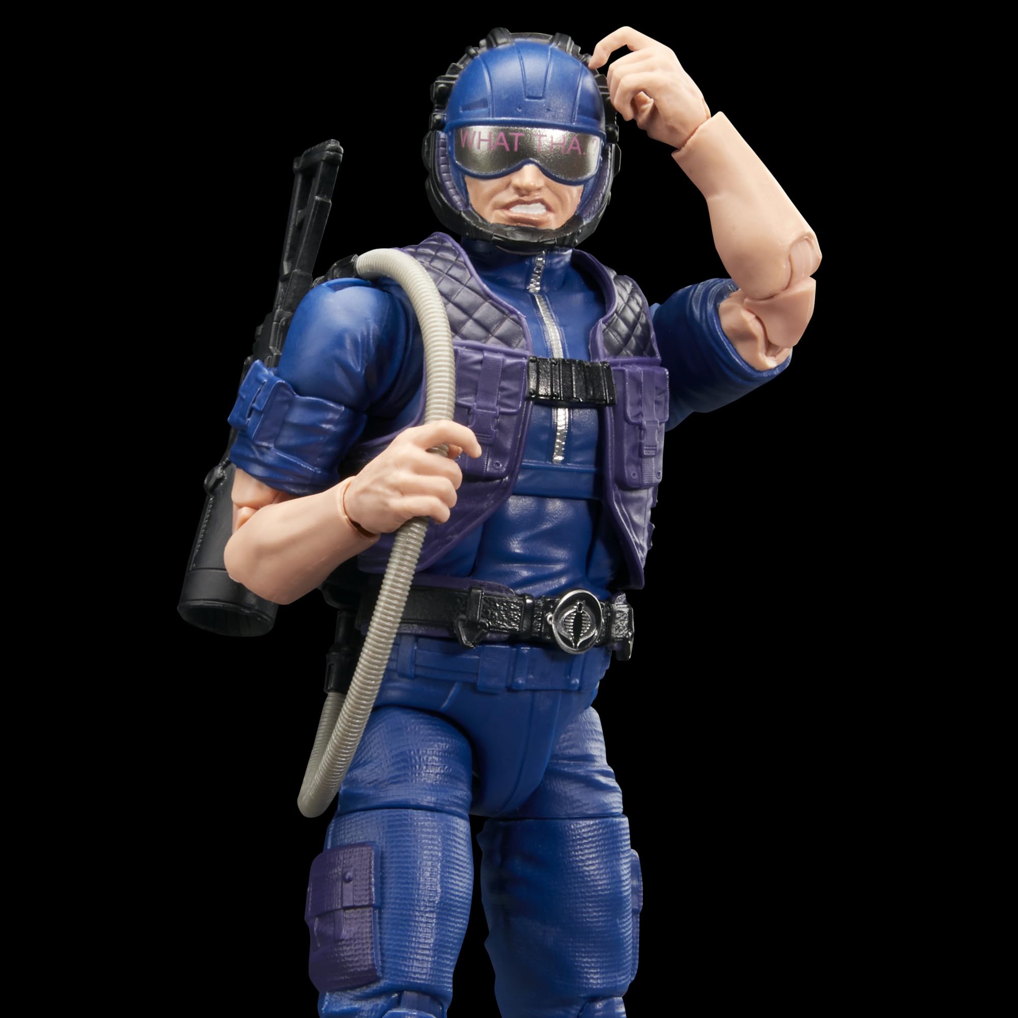 G.I. Joe Tele-Viper visor readout detail enhances authentic display.
