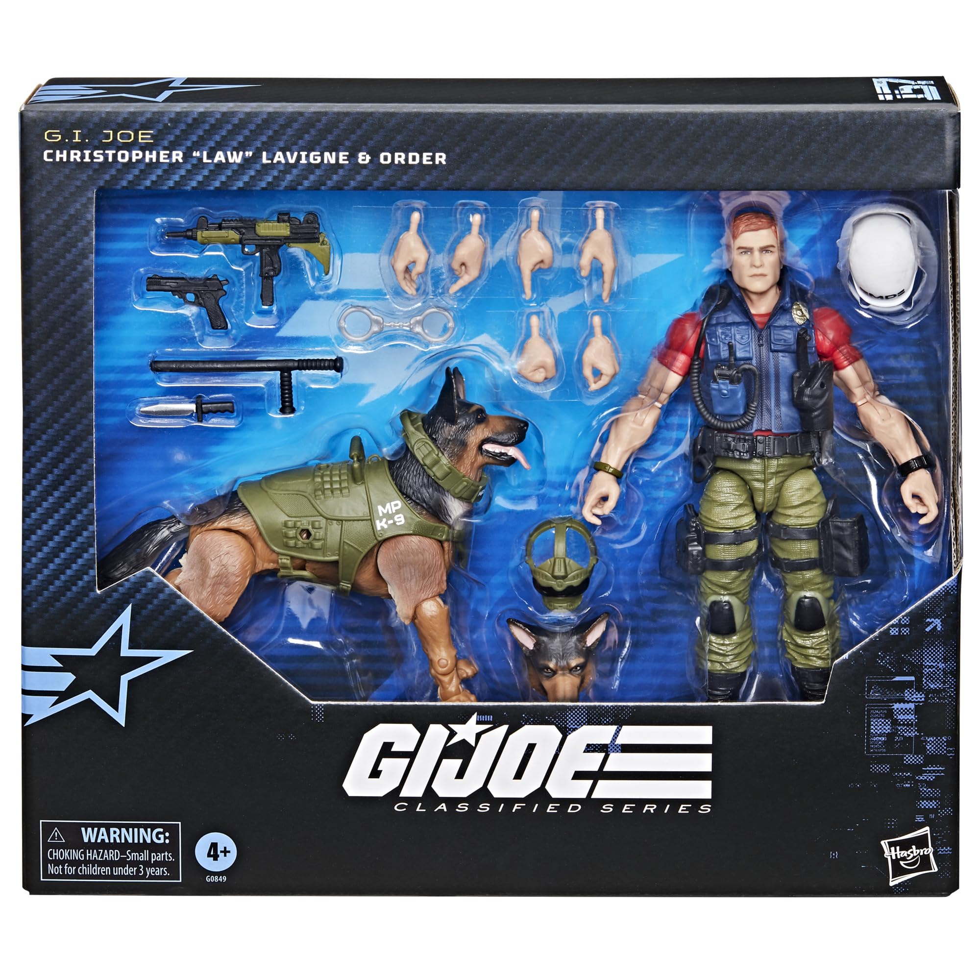G.I. Joe Classified Series K-9 Order dog beside handler for dynamic scenes