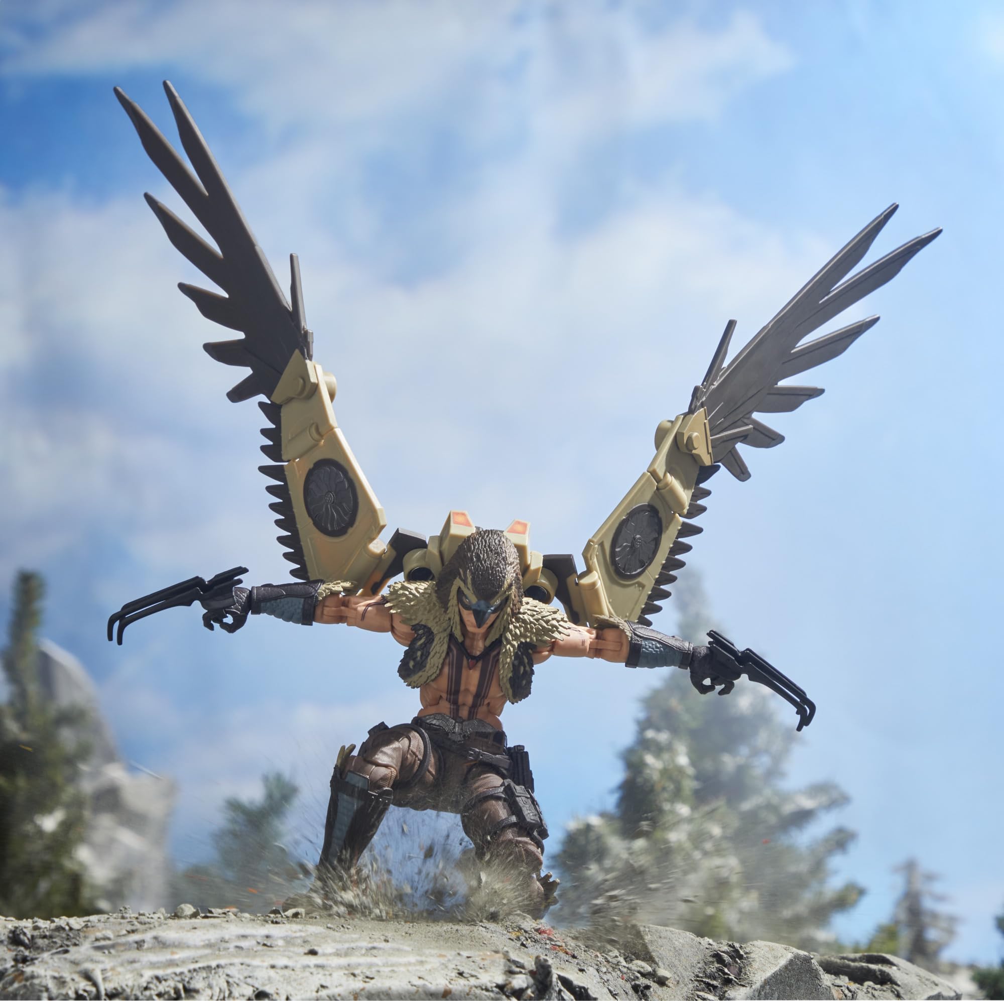 General Ledger falcon perched on wrist for realism and interaction.