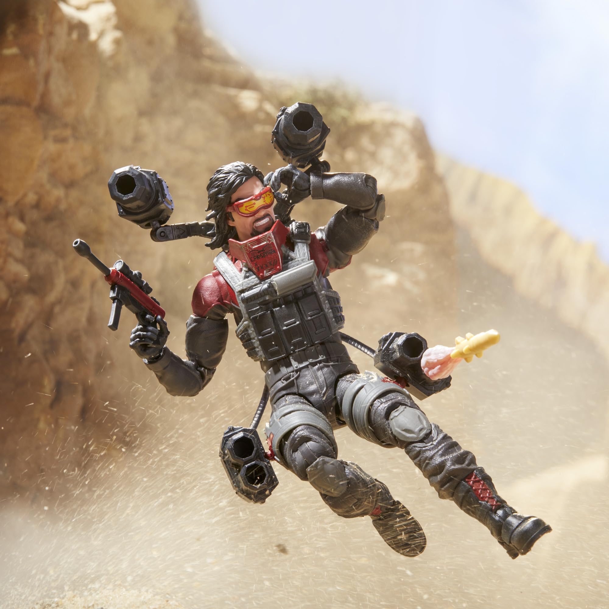 G.I. Joe Metal-Head missiles with blast effects demonstrate action play options.