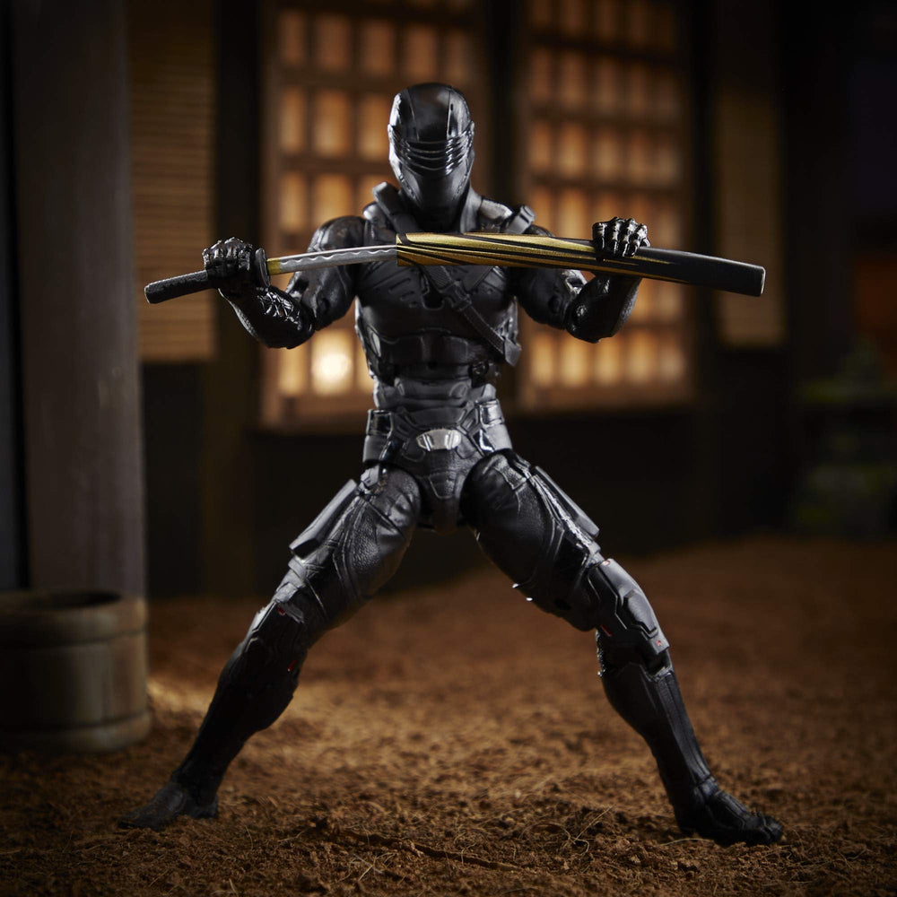 G.I. Joe Origins Snake Eyes black costume detail on collectible figure.