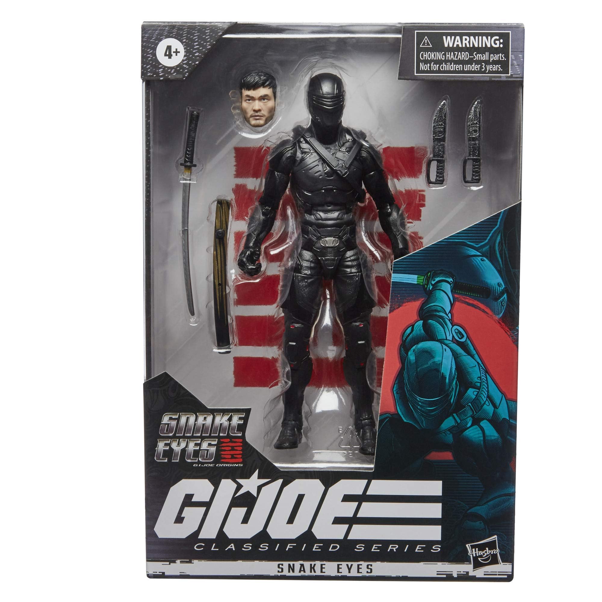G.I. Joe Origins Snake Eyes movie deco highlights authentic display.