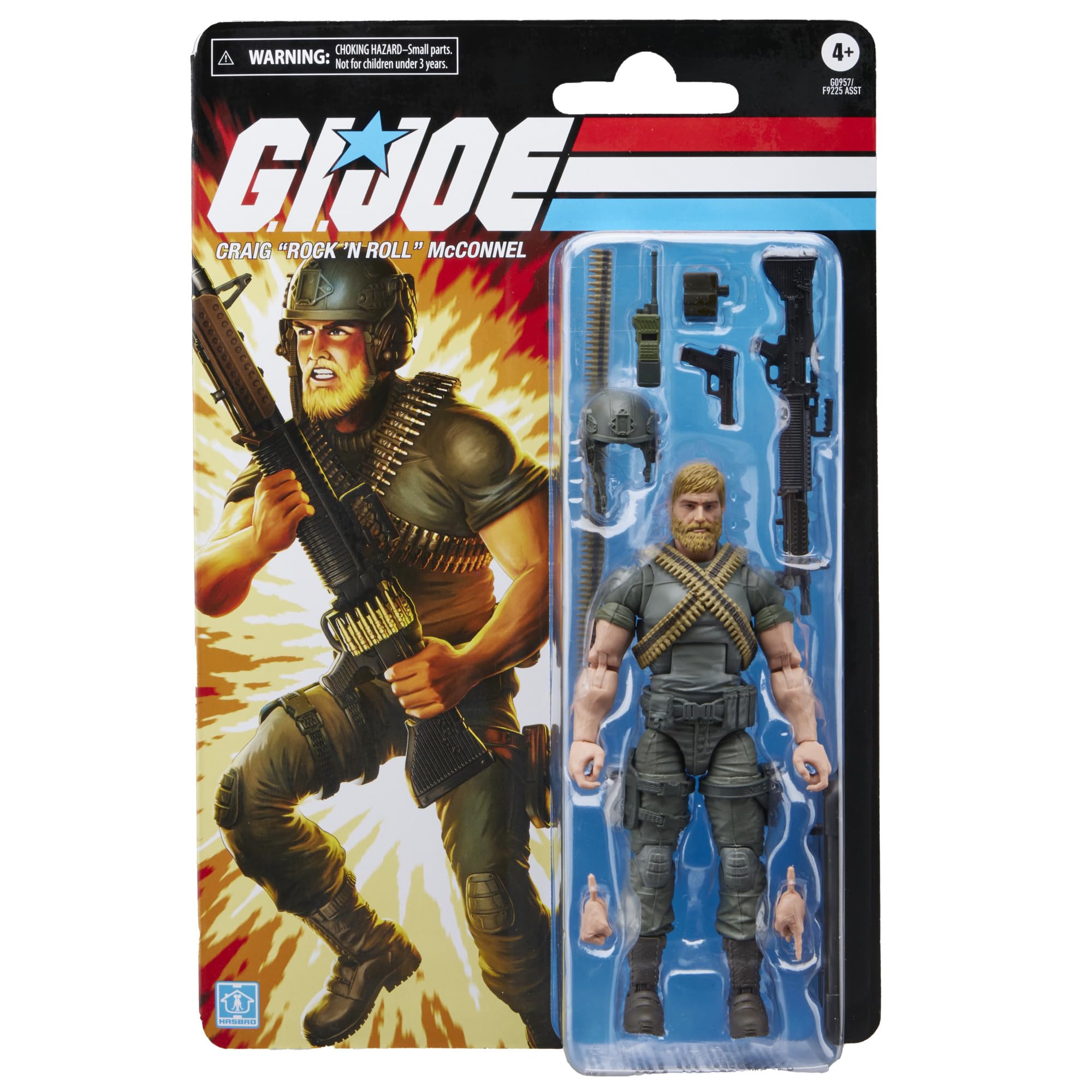 G.I. Joe Rock 'N Roll McConnel accessories pack shows nine gear pieces for authentic display.