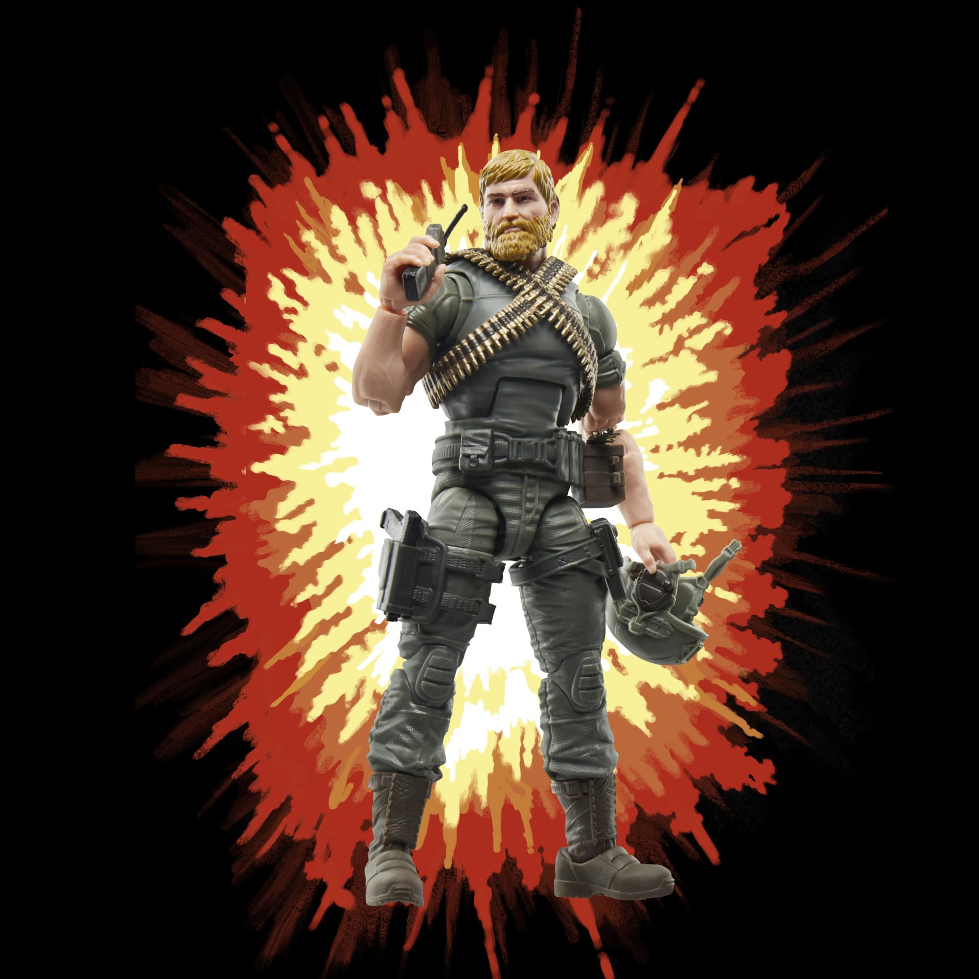 G.I. Joe Rock 'N Roll McConnel helmet and walkie-talkie included for ready-action play.