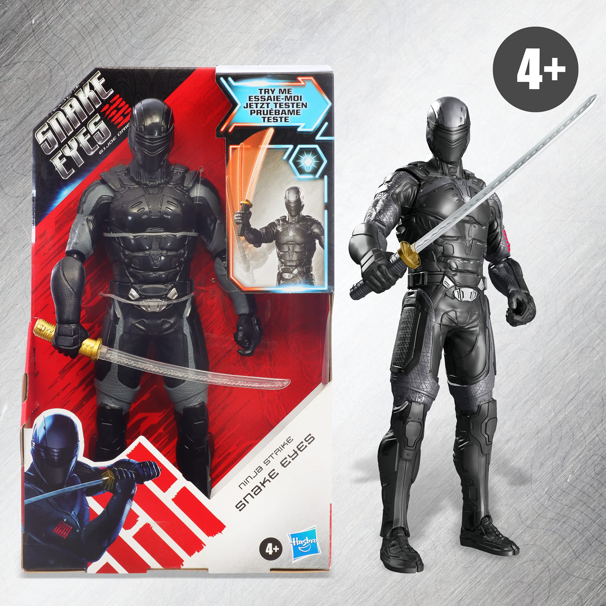 G.I. Joe Snake Eyes ninja-strike light-up katana enhances action scenes.