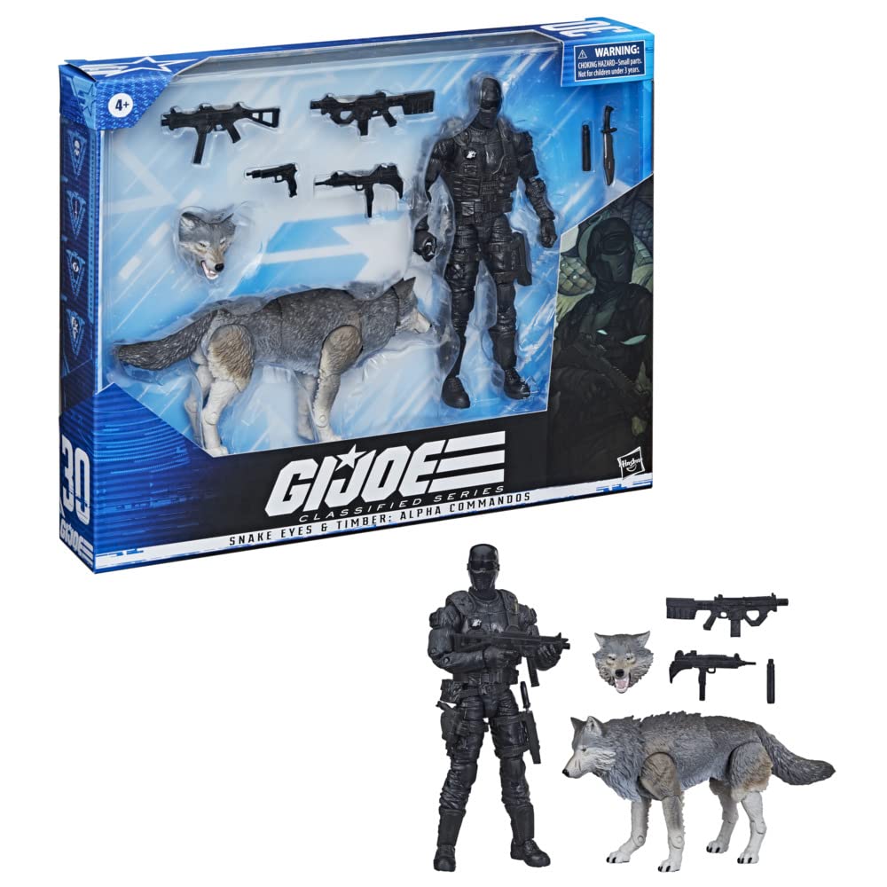 G.I. Joe Snake Eyes with Timber in a dynamic 6-inch pose for display and play.
