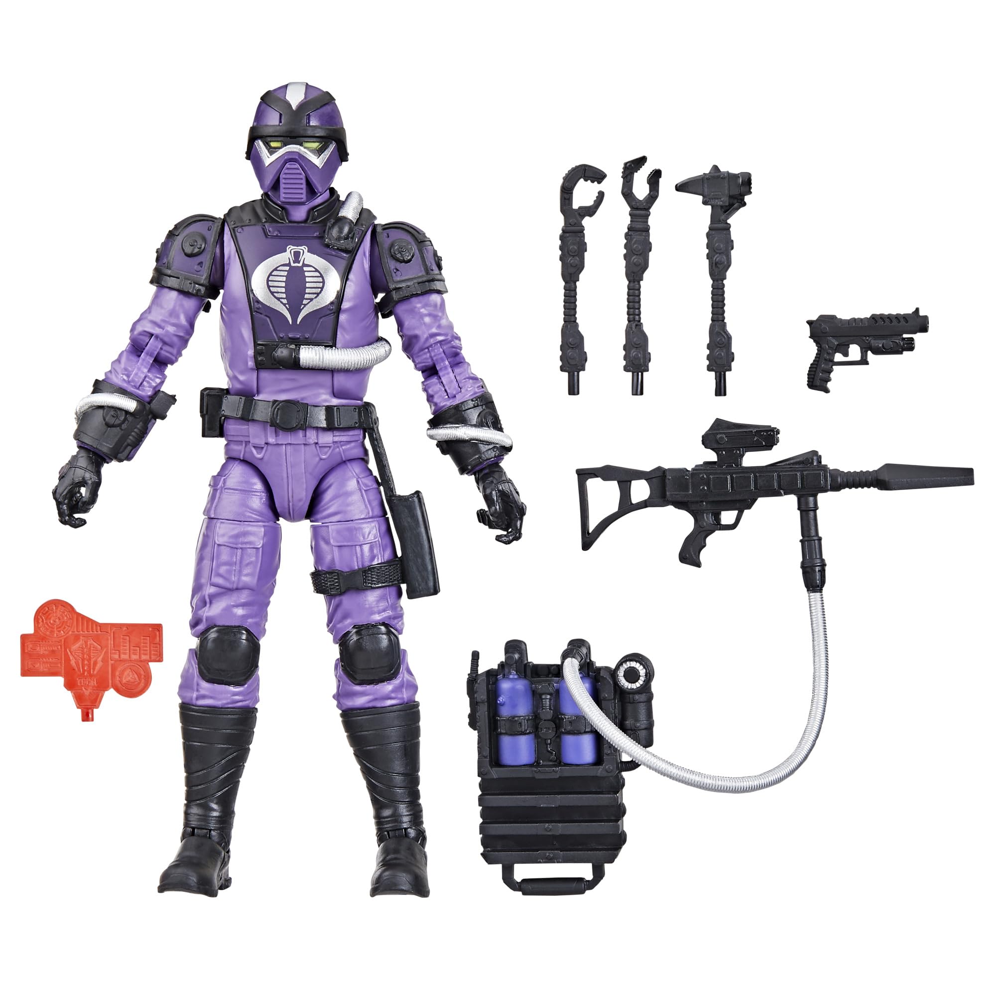 G.I. Joe Techno-Viper backpack reinforces field maintenance realism for display.